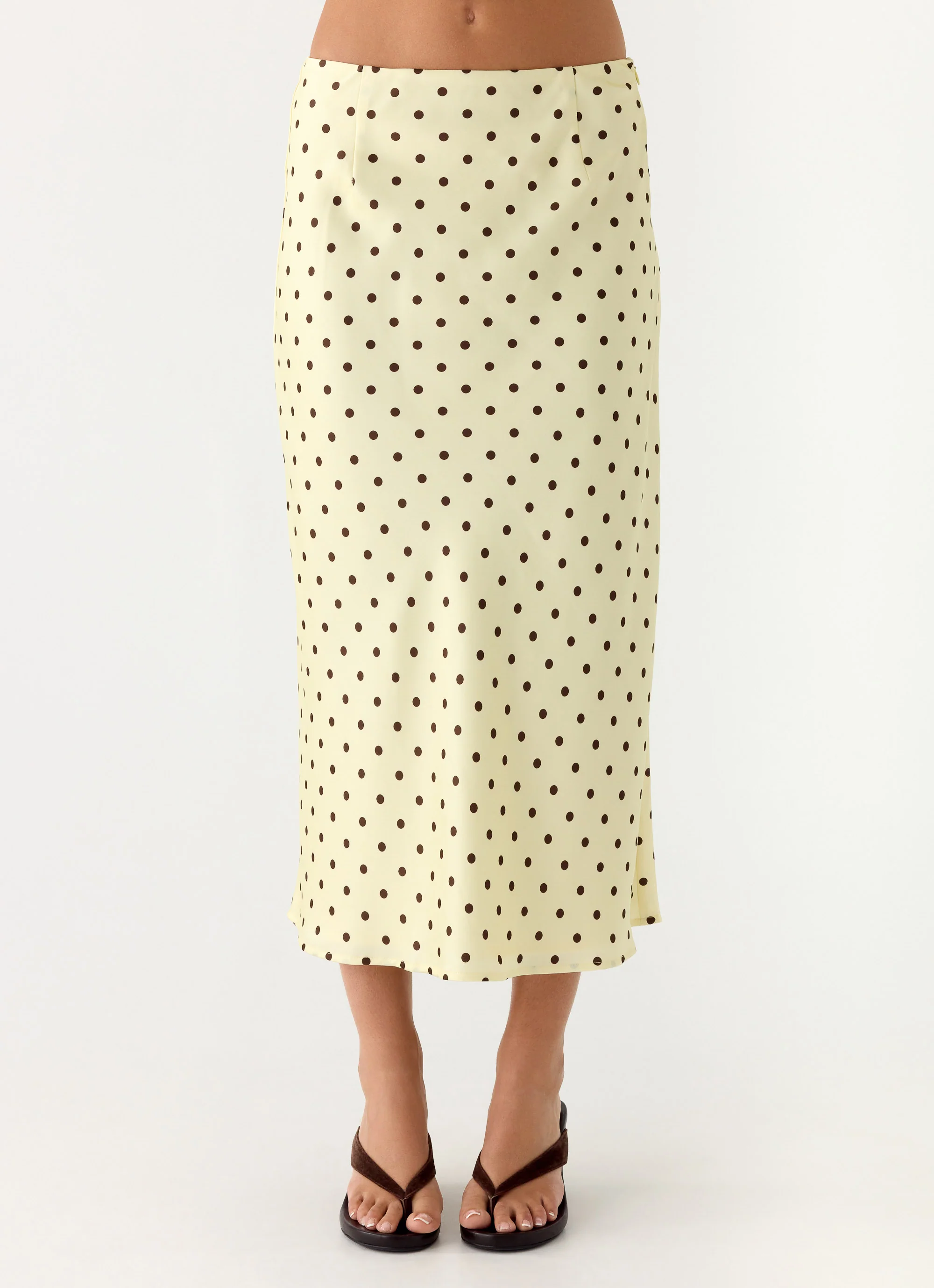 Breanne Midi Skirt - Yellow Polka Dot