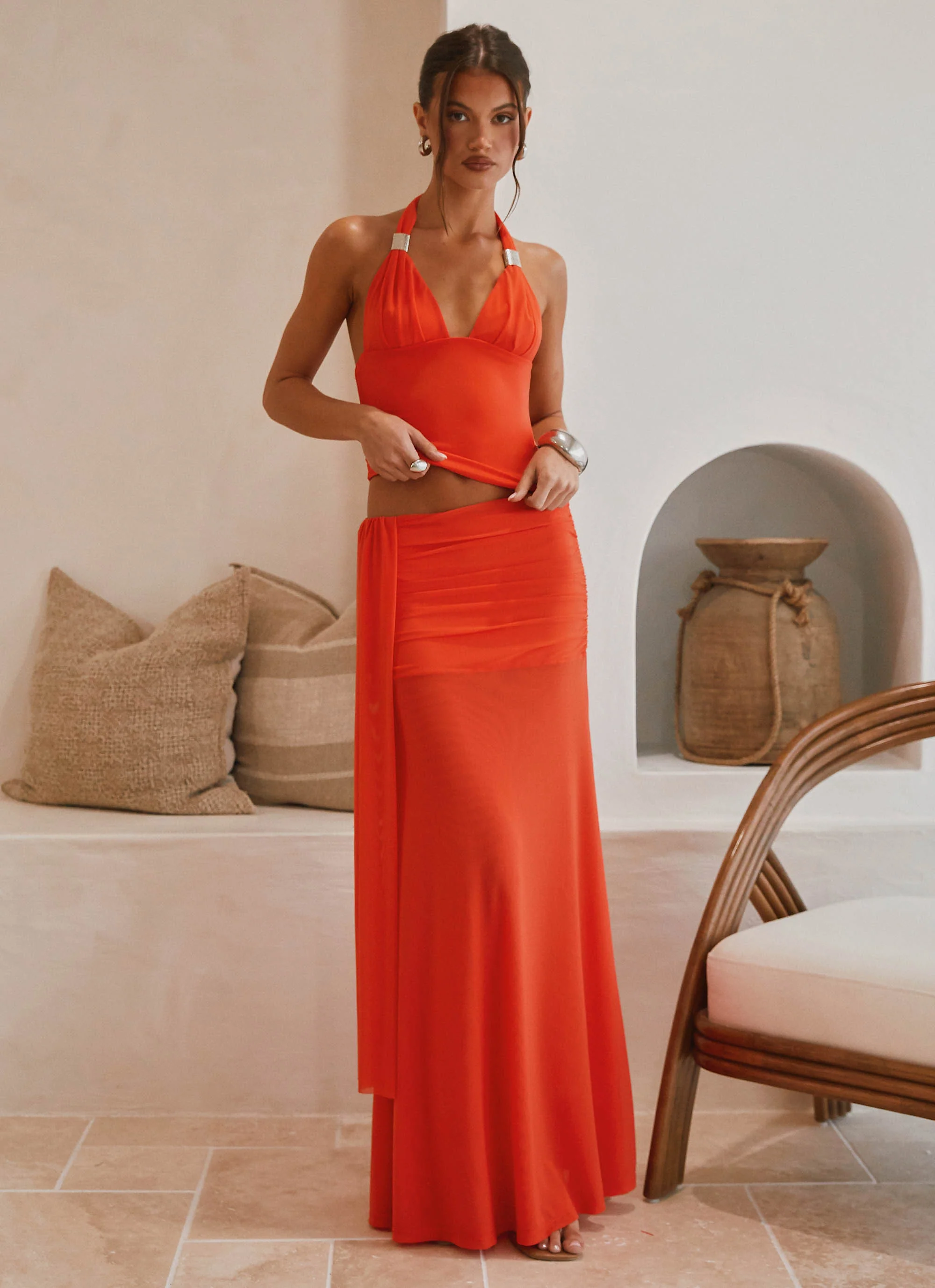 Blaze Maxi Skirt - Fire Red