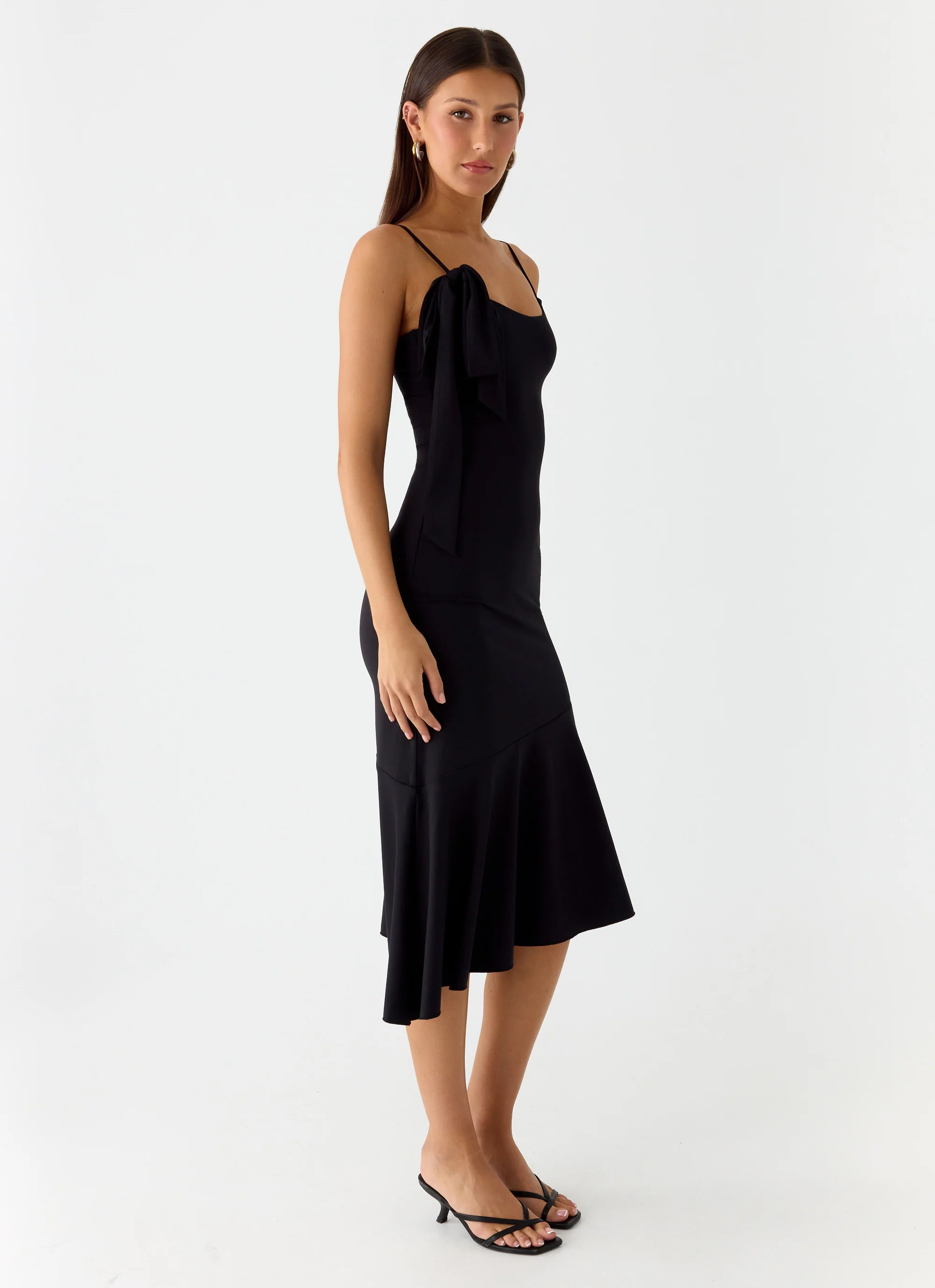 Tranquility Asymmetric Midi Dress - Black