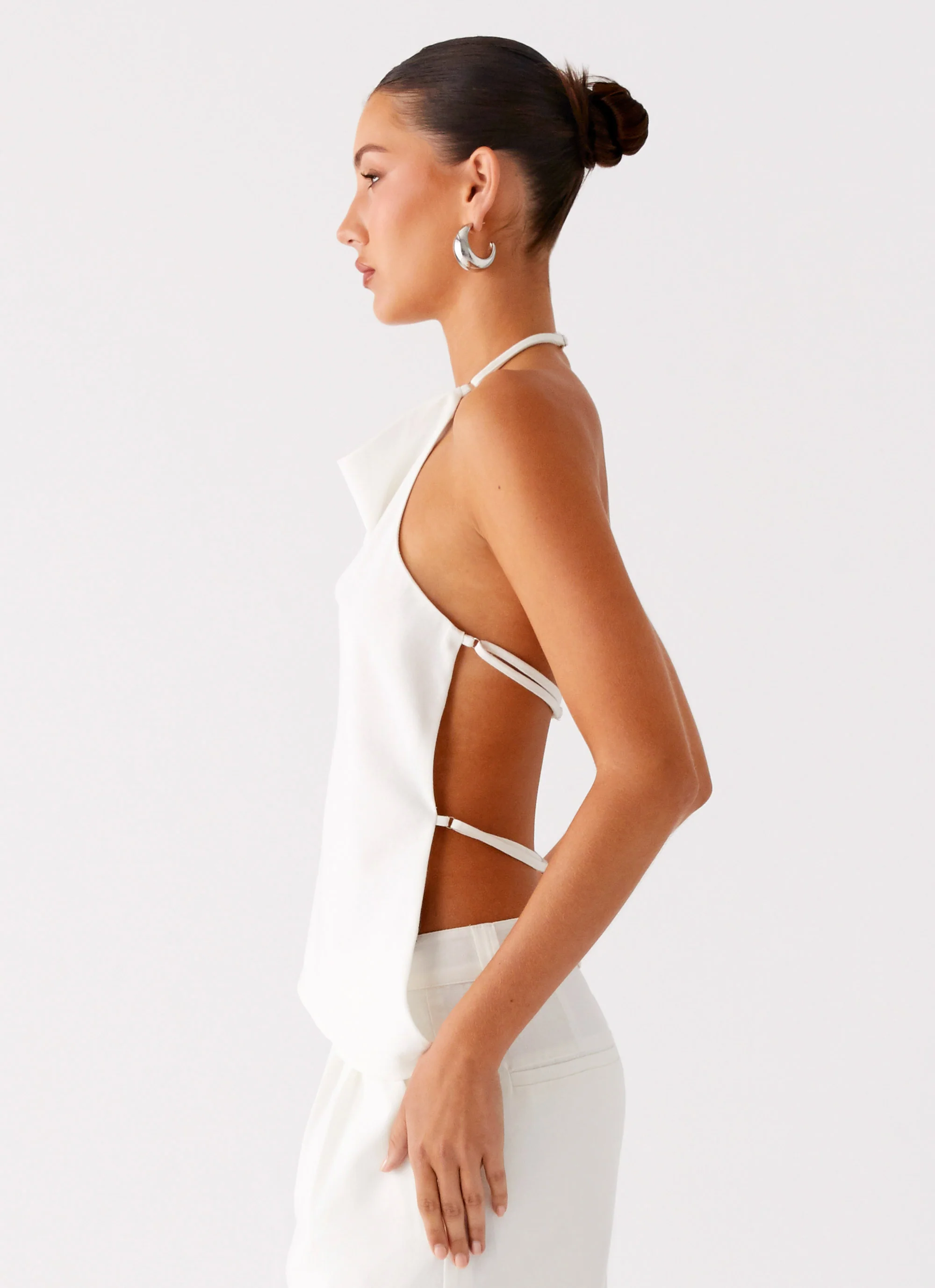 Delong Backless Linen Top - White