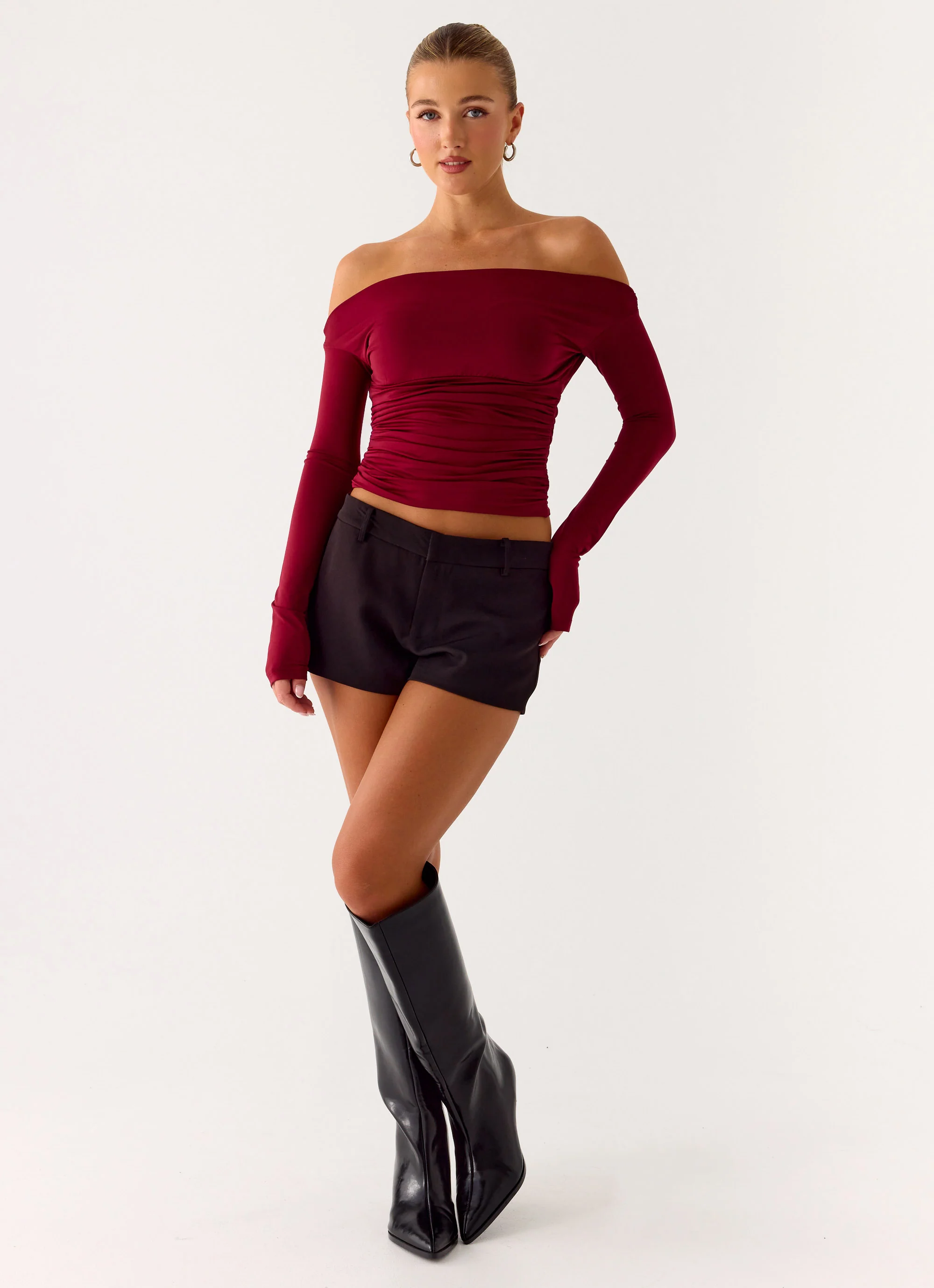 Reva Long Sleeve Top - Maroon