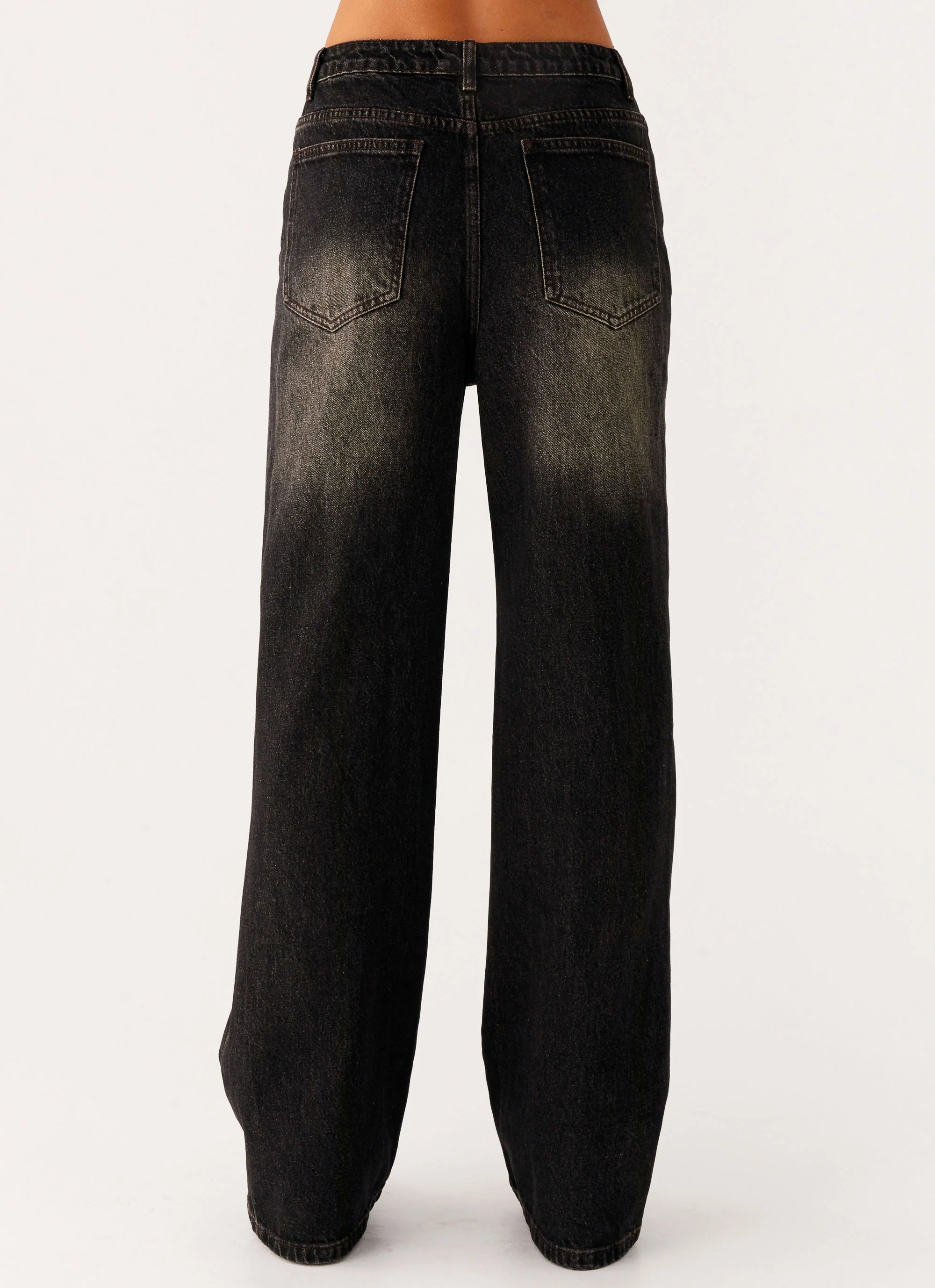 Back Again Straight Leg Denim Jeans - Acid Charcoal