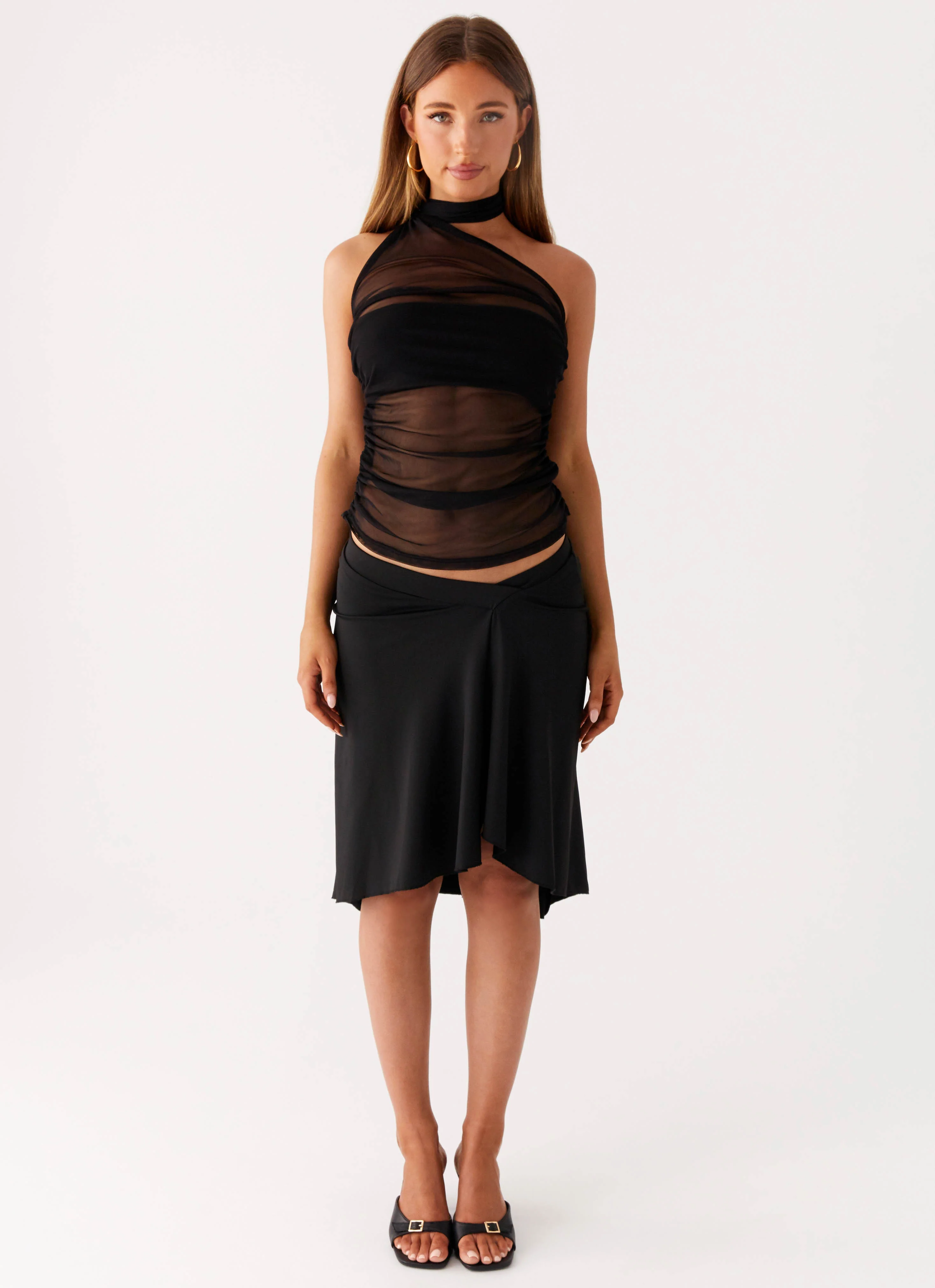 Ezzie Scarf Top - Black