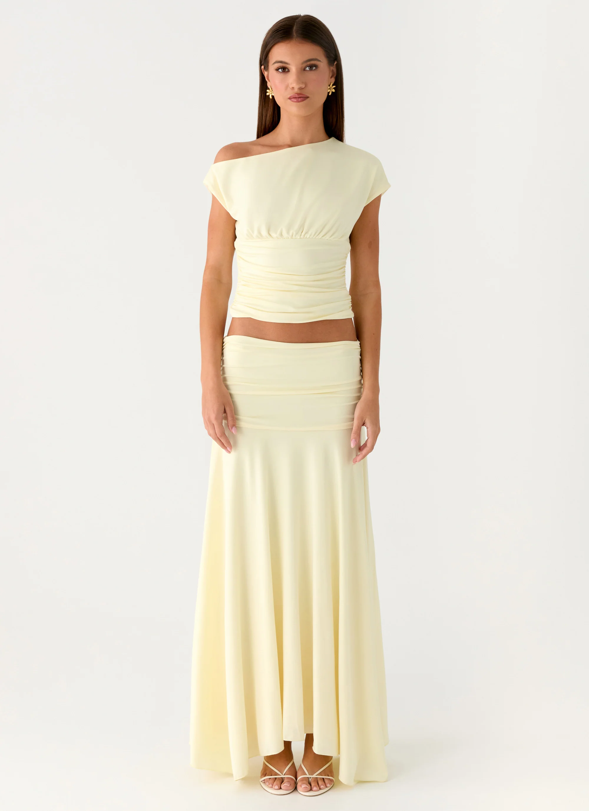 Liana Ruched Maxi Skirt - Yellow