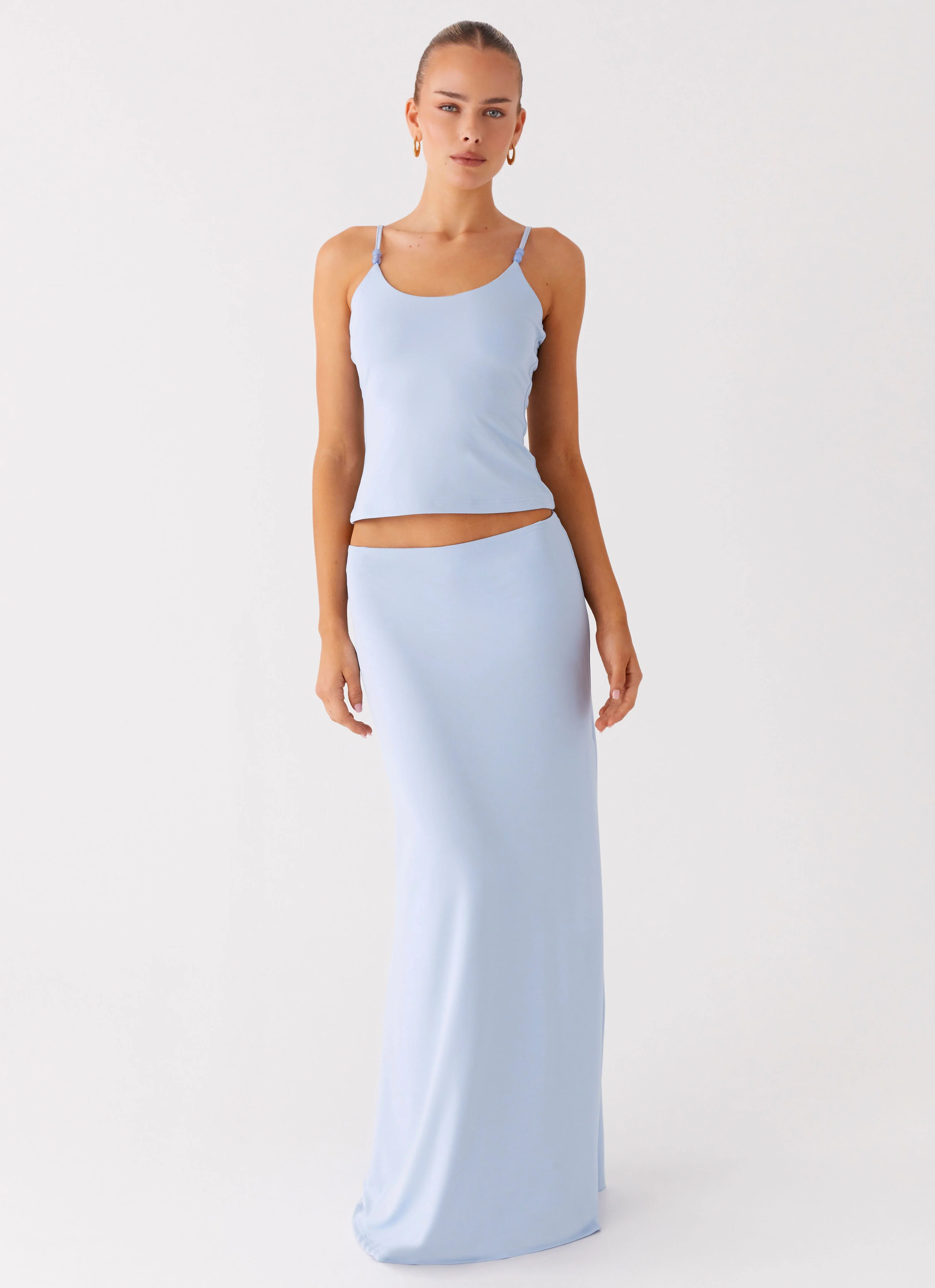 Like A Flower Maxi Skirt - Baby Blue