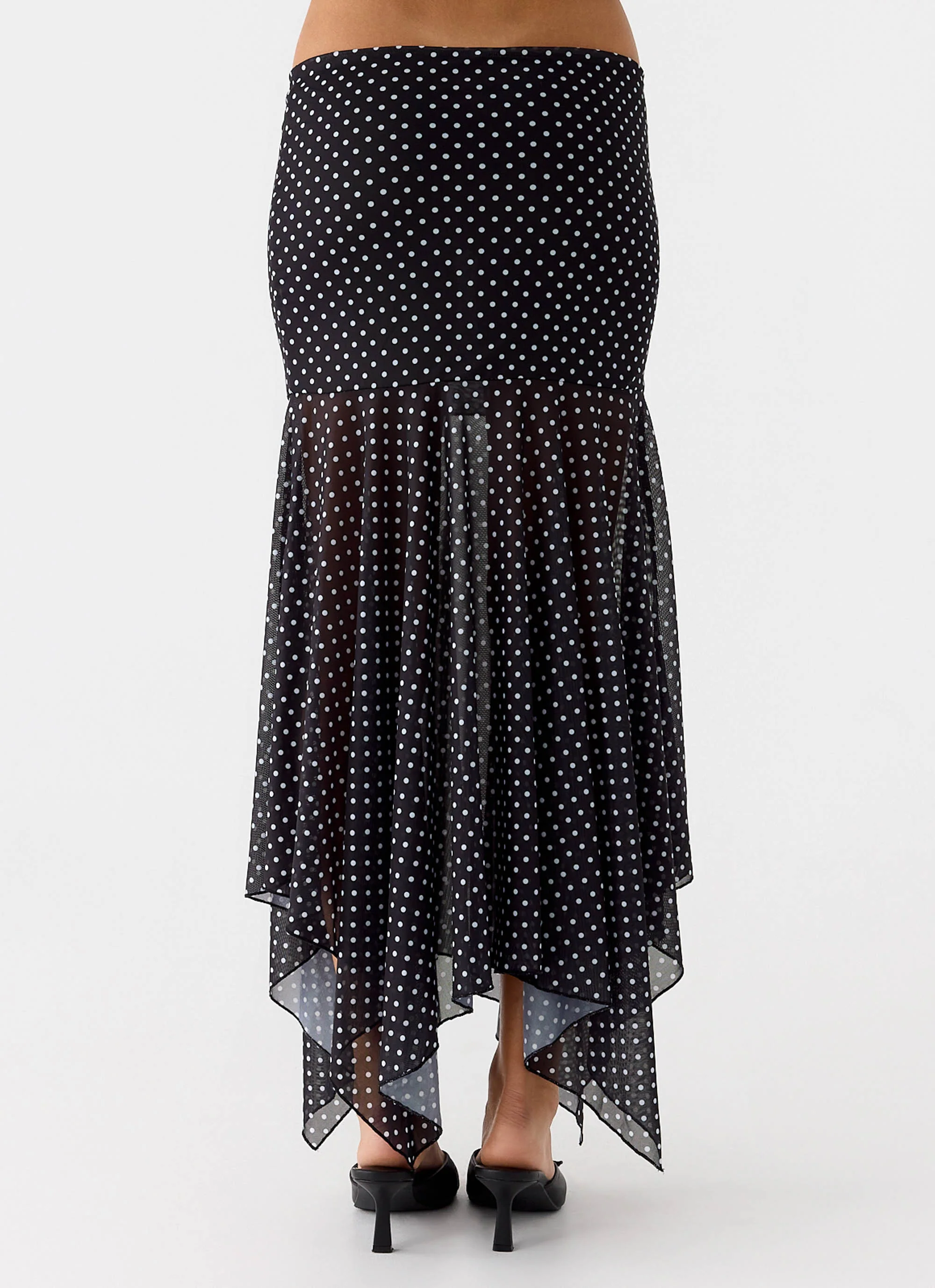 Buffy Maxi Skirt - Black Polkadot