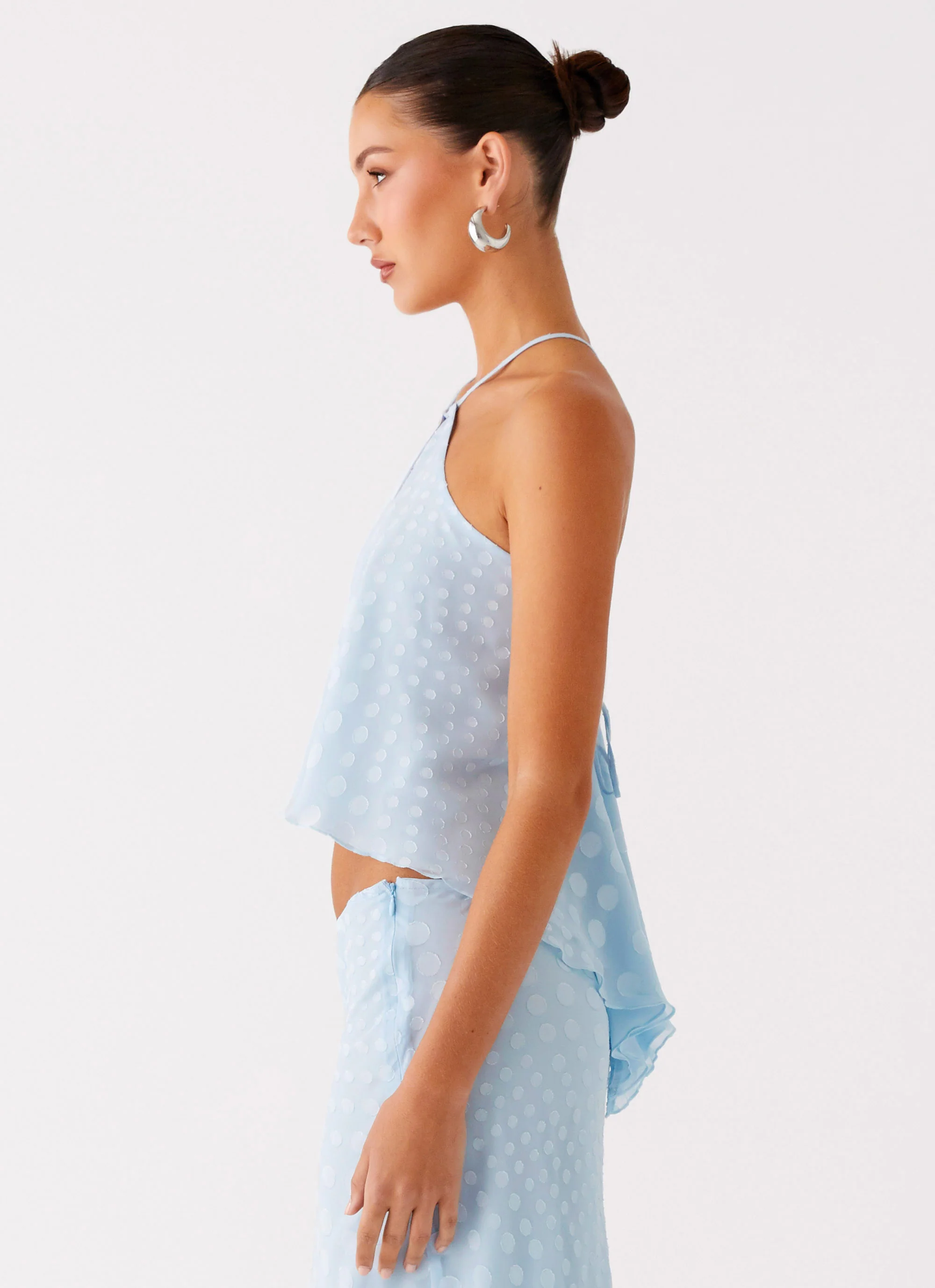 Mena Chiffon Spot Top - Blue