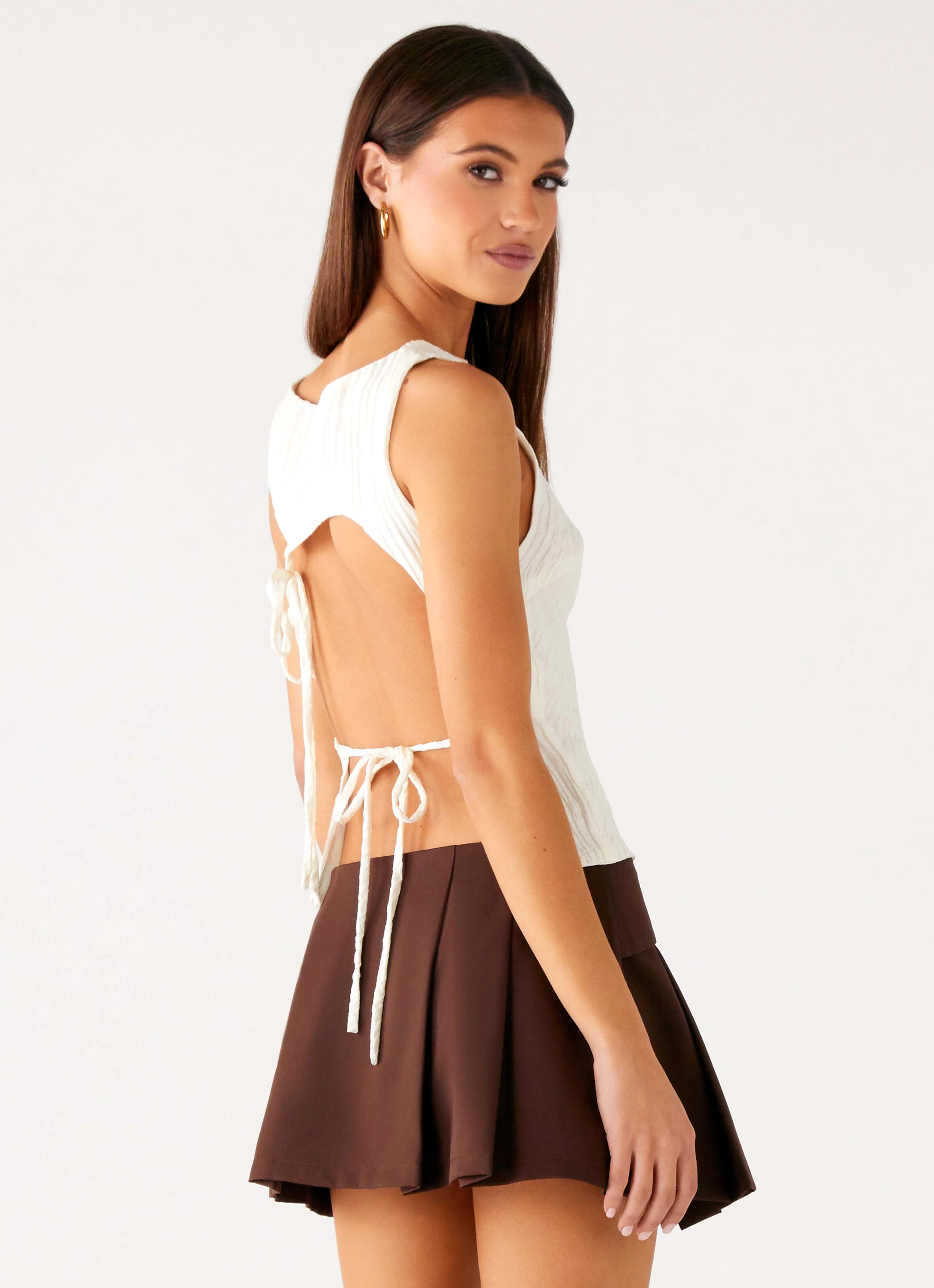 Cypriana Tie Back Top - White