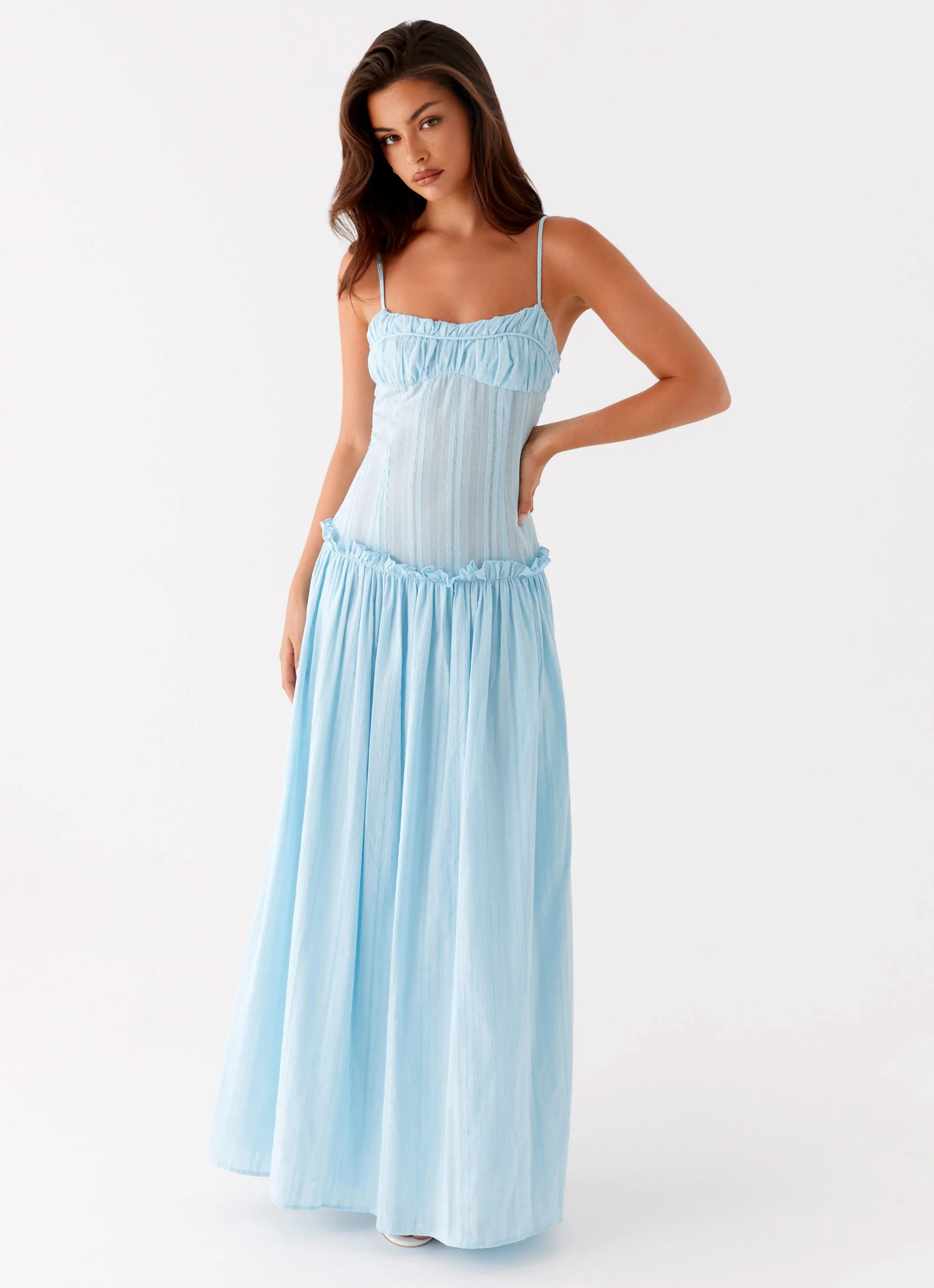 Jacinda Drop Waist Maxi Dress - Blue
