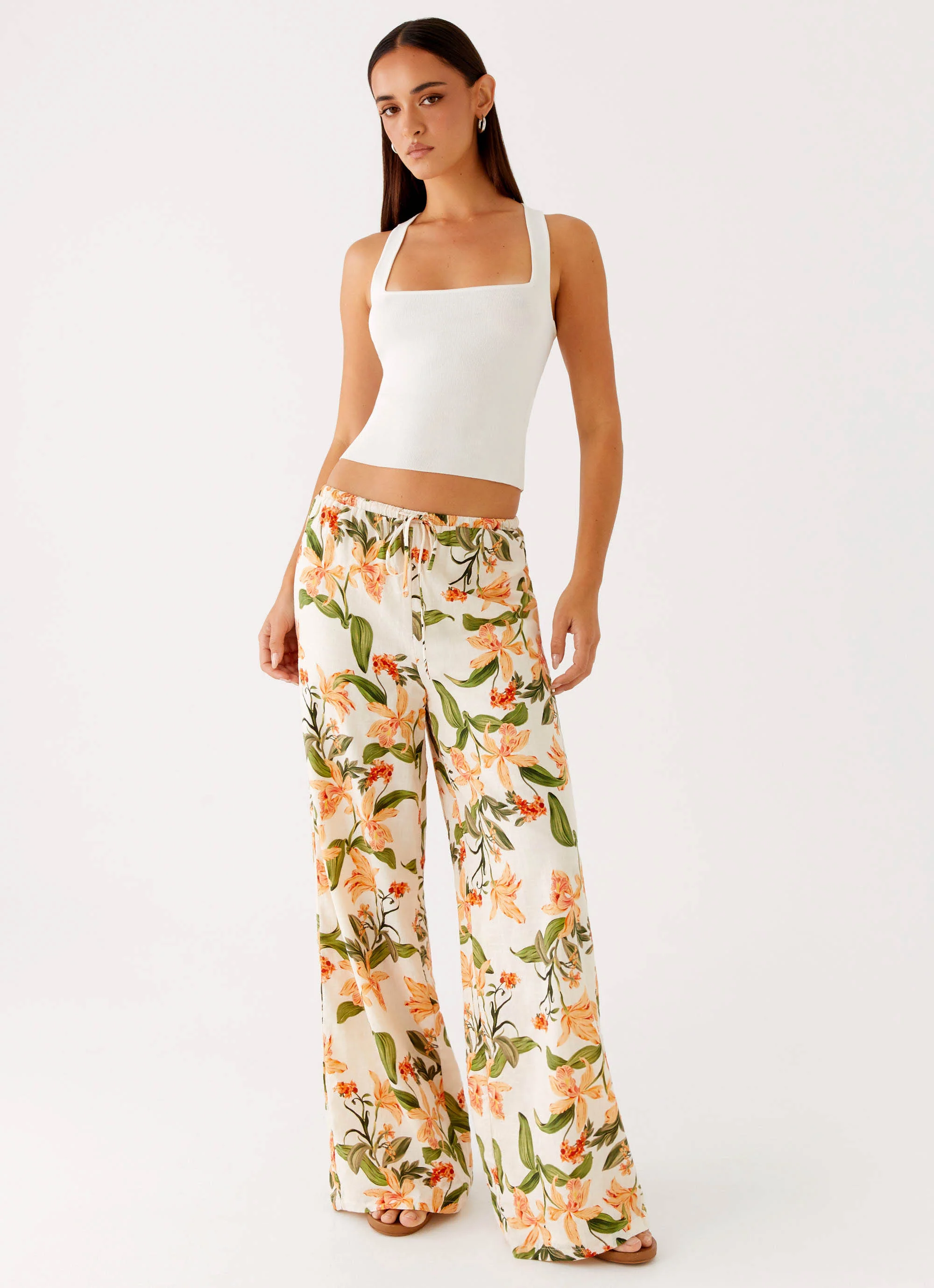 Dalida Linen Pants - Floral Print