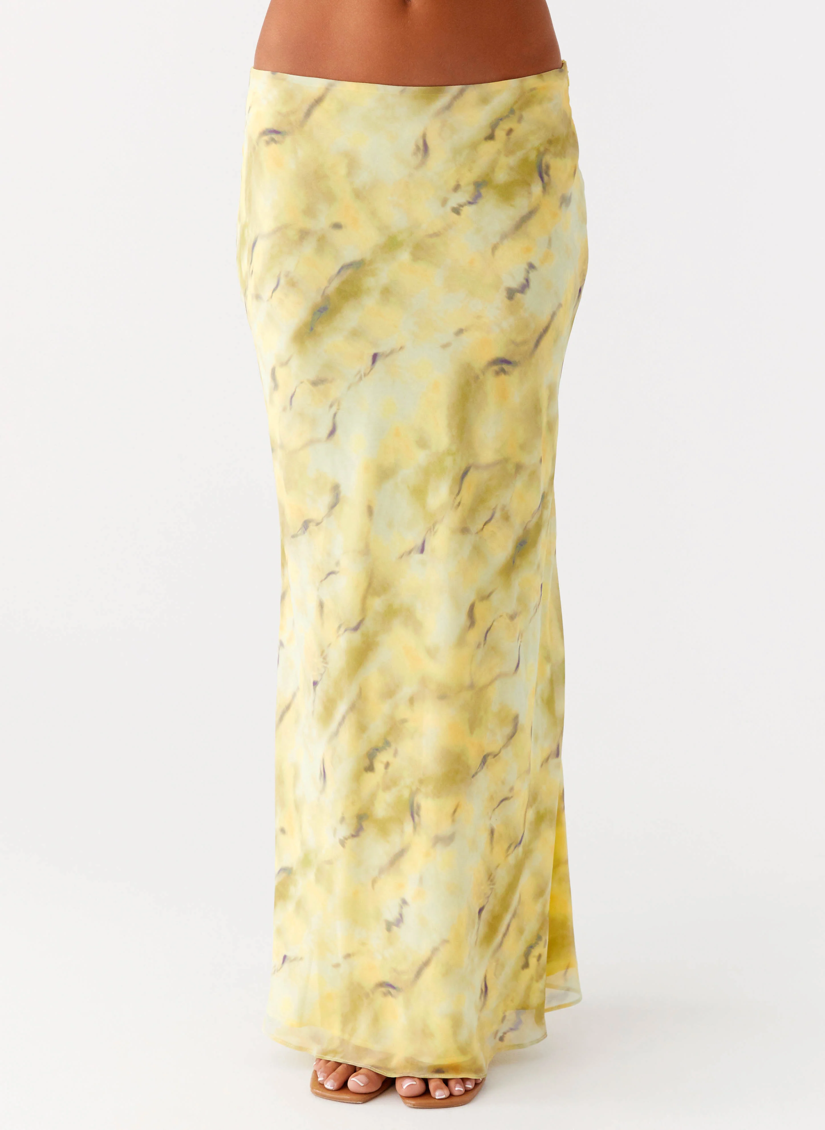 Kylo Low Rise Maxi Skirt - Yellow Tie Dye