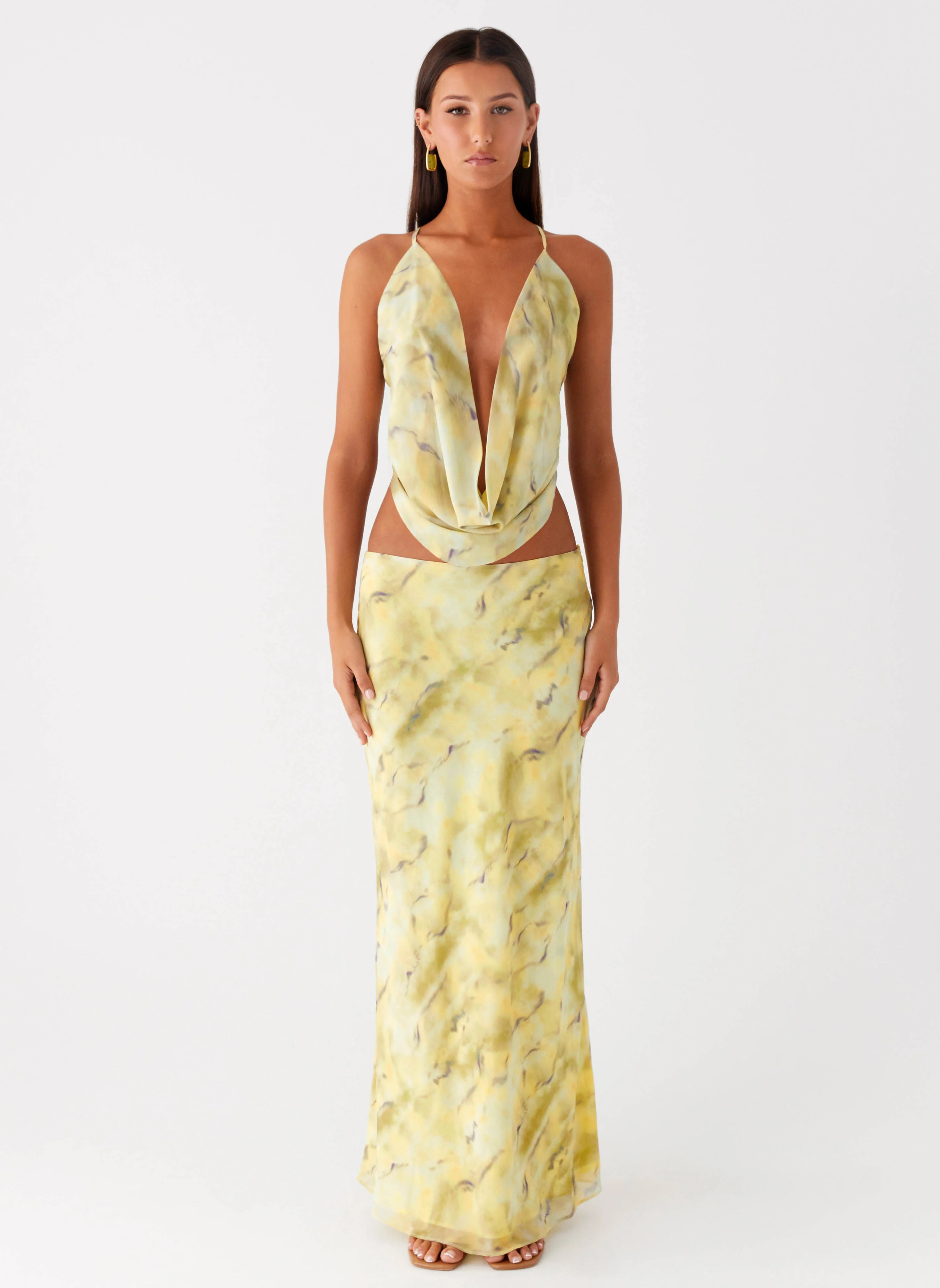 Kylo Low Rise Maxi Skirt - Yellow Tie Dye
