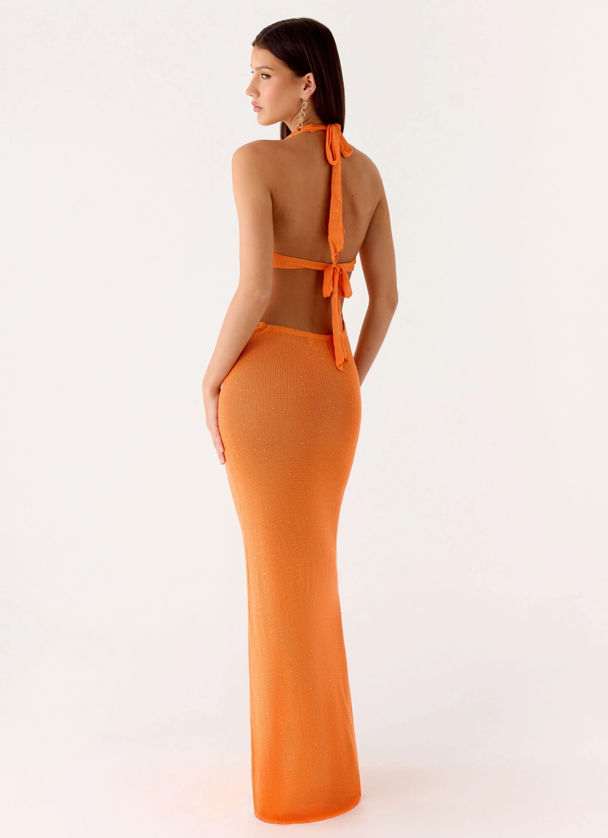 Delfina Cowl Knit Maxi Dress - Orange