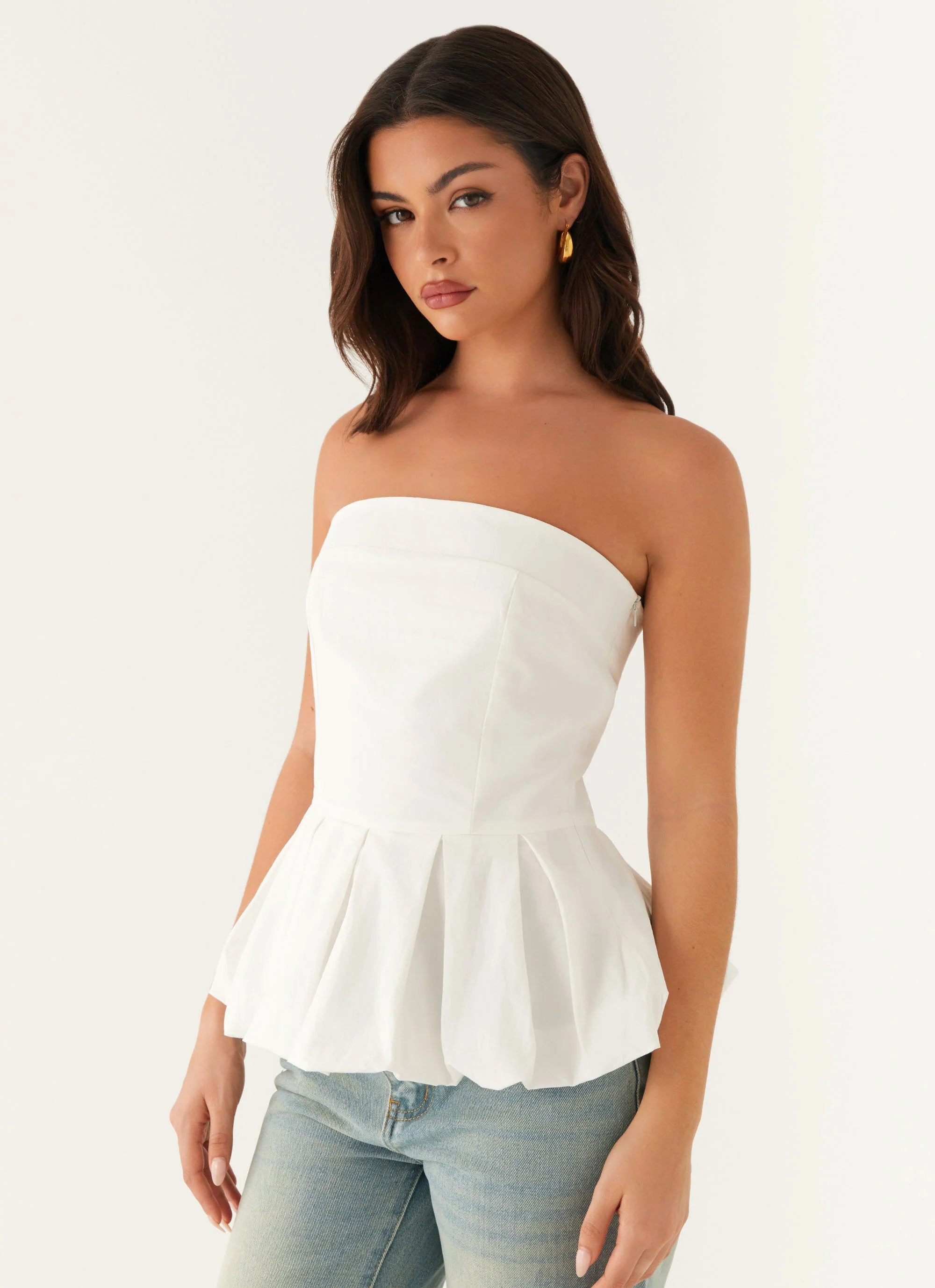 Ellen Bubble Hem Top - Ivory