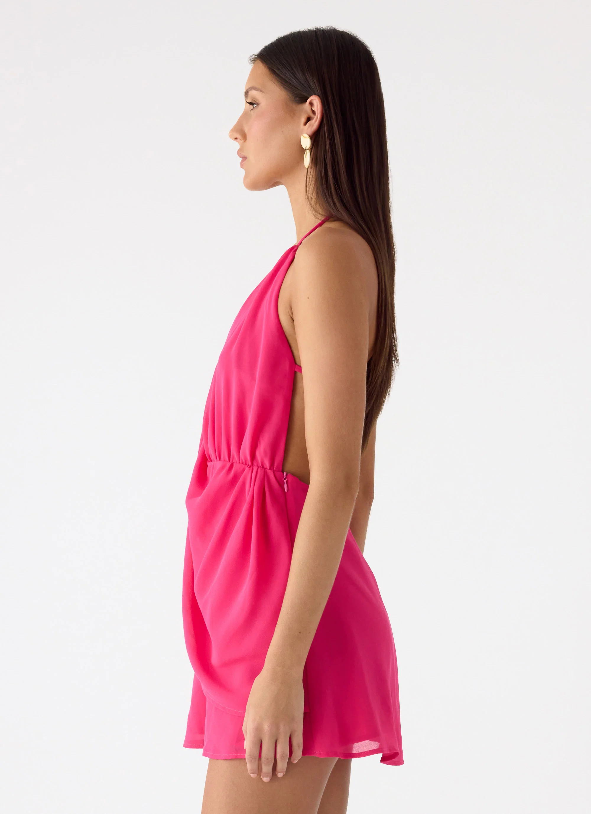 Nona Chiffon Mini Dress - Fuchsia