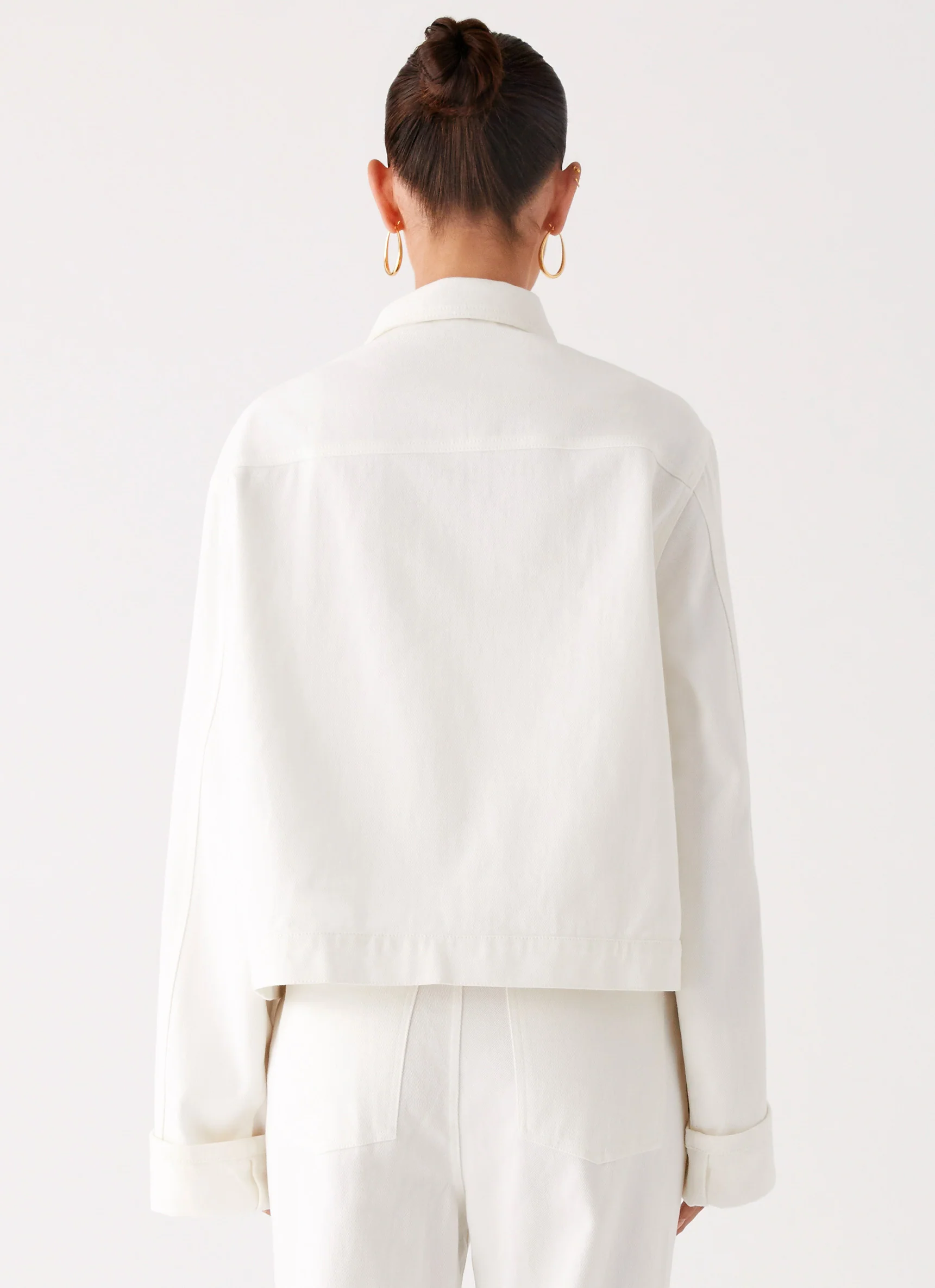 Back Again Oversized Denim Jacket - White