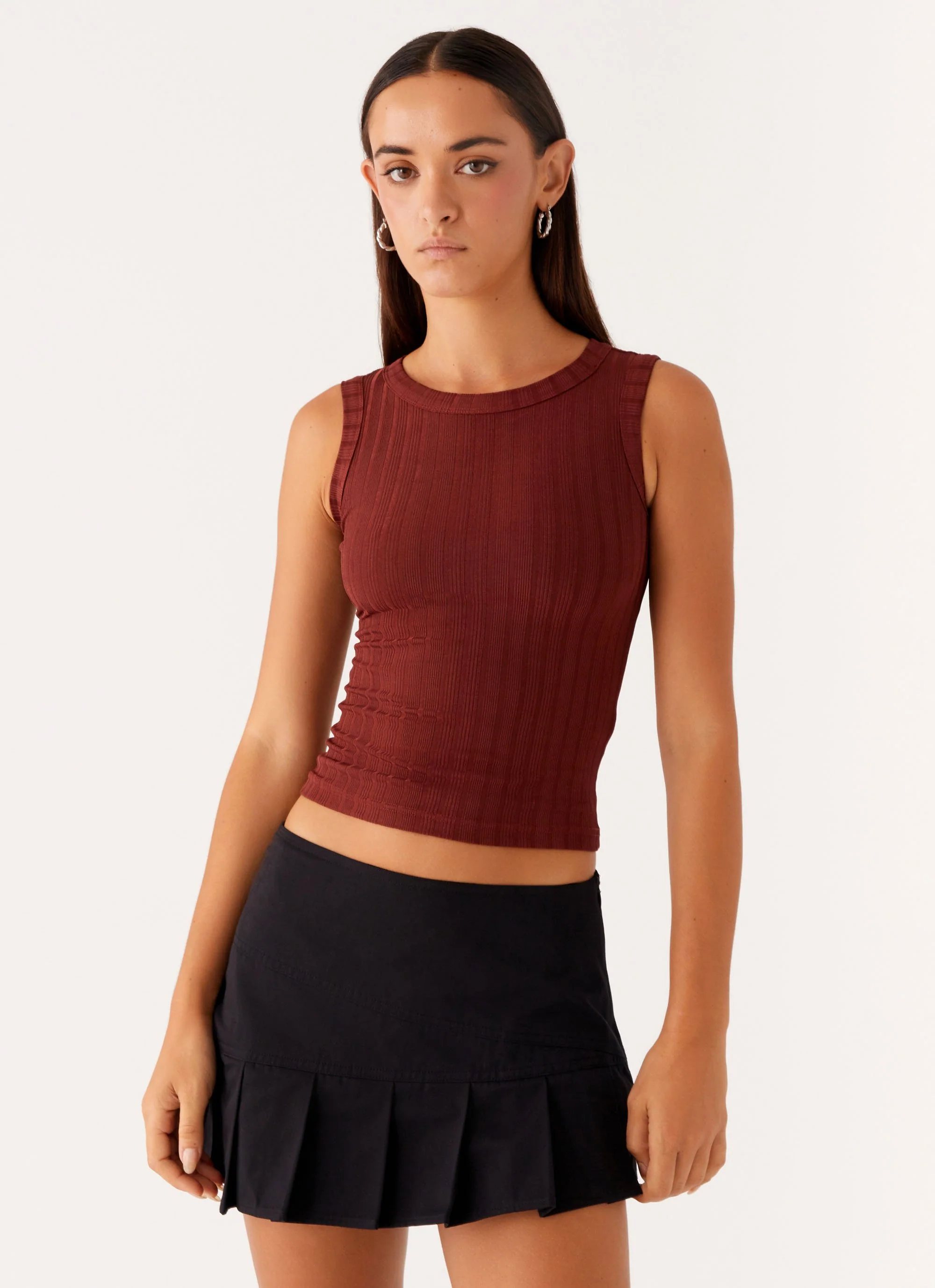 Malene Ribbed Top - Brown