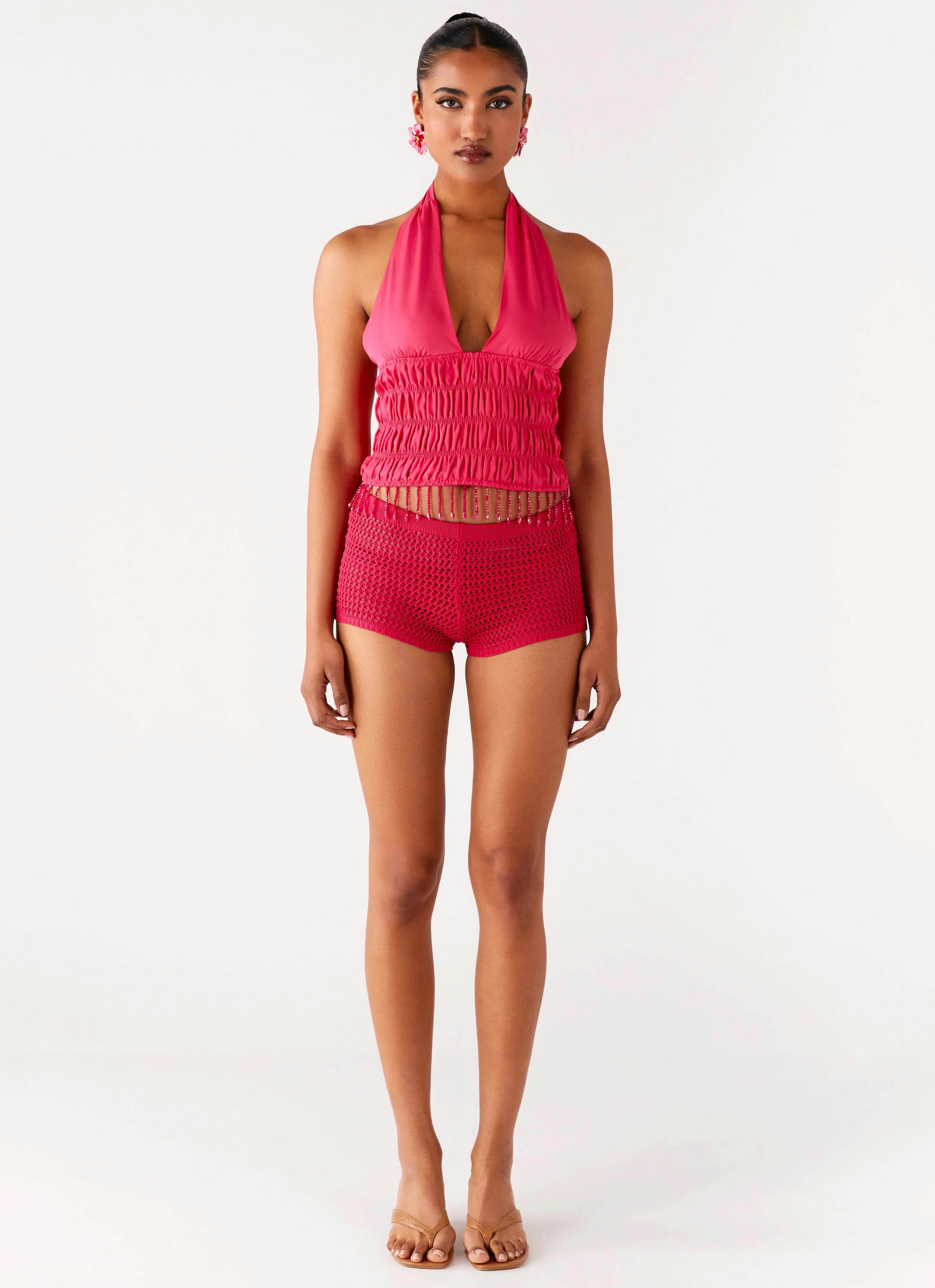 Teuila Beaded Top - Fuchsia