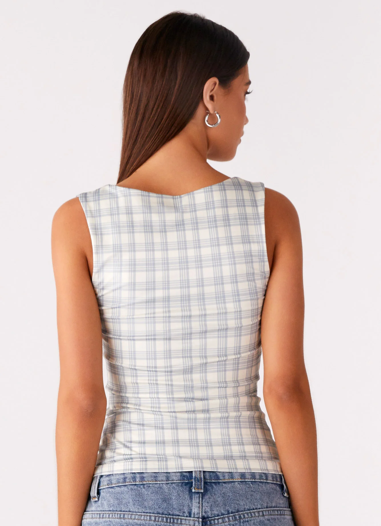 No Drama Strap Top - Grey Check