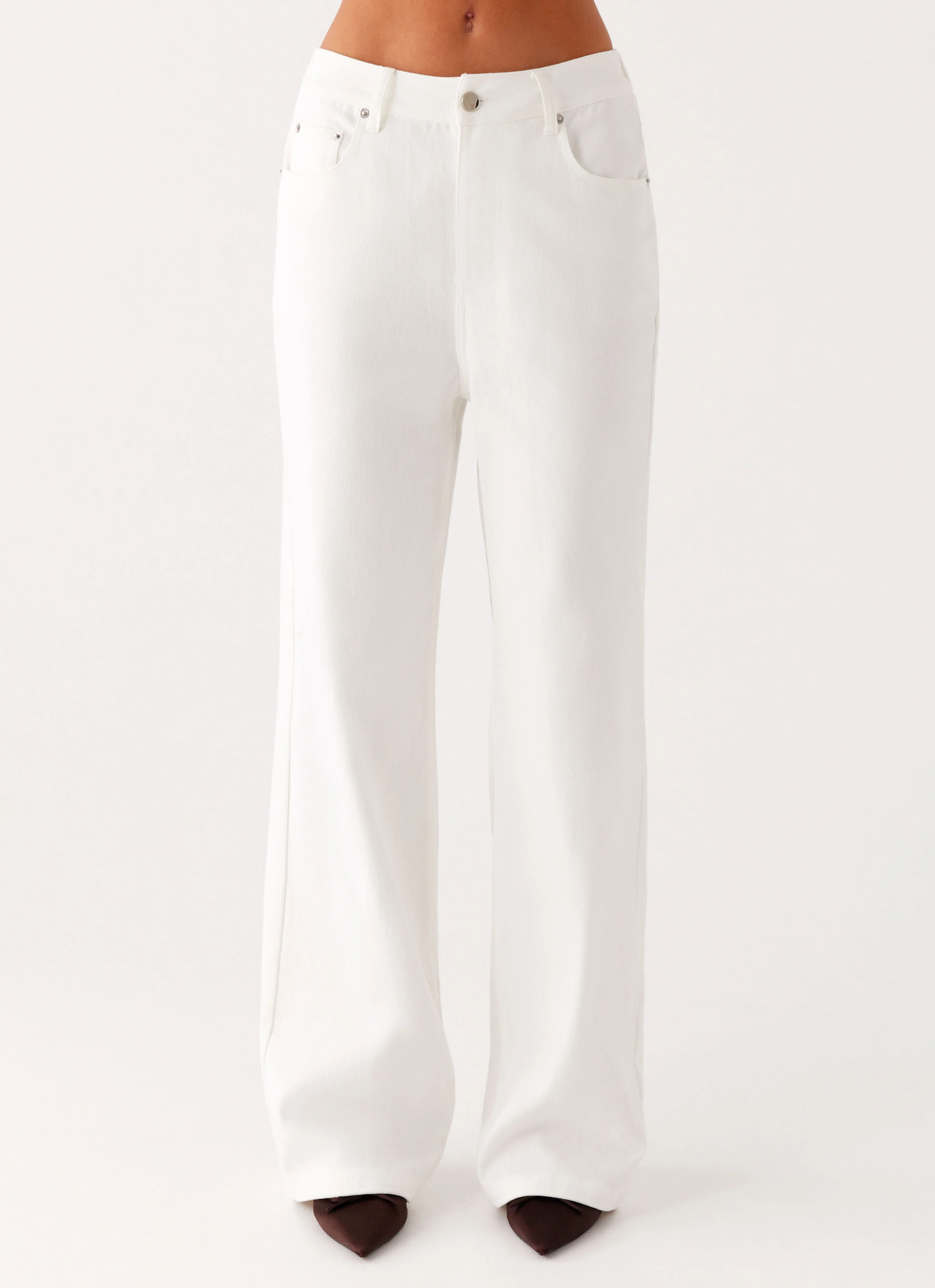 Back Again Straight Leg Denim Jeans - White