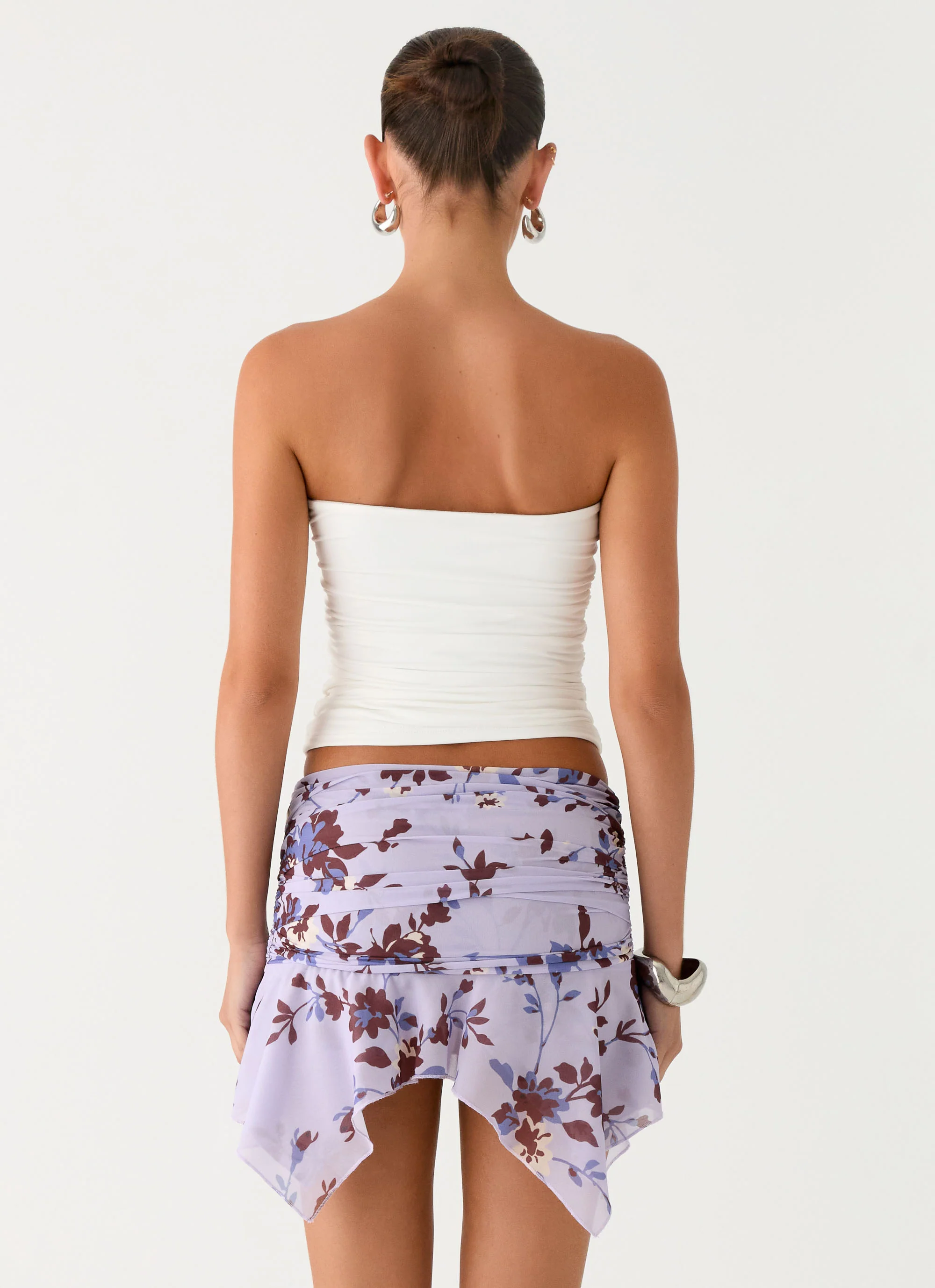 Altego Low Rise Hanky Mini Skirt - Antique Lilac Floral