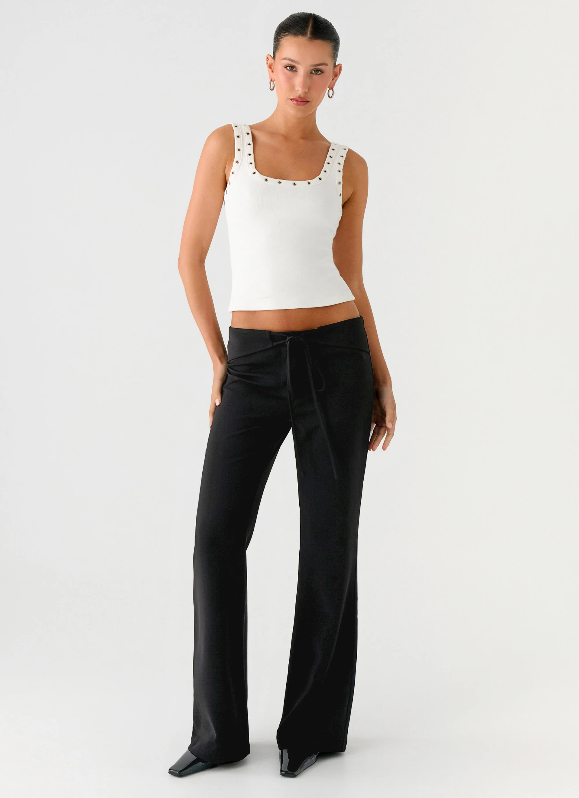 Houston Tie Front Pants - Black