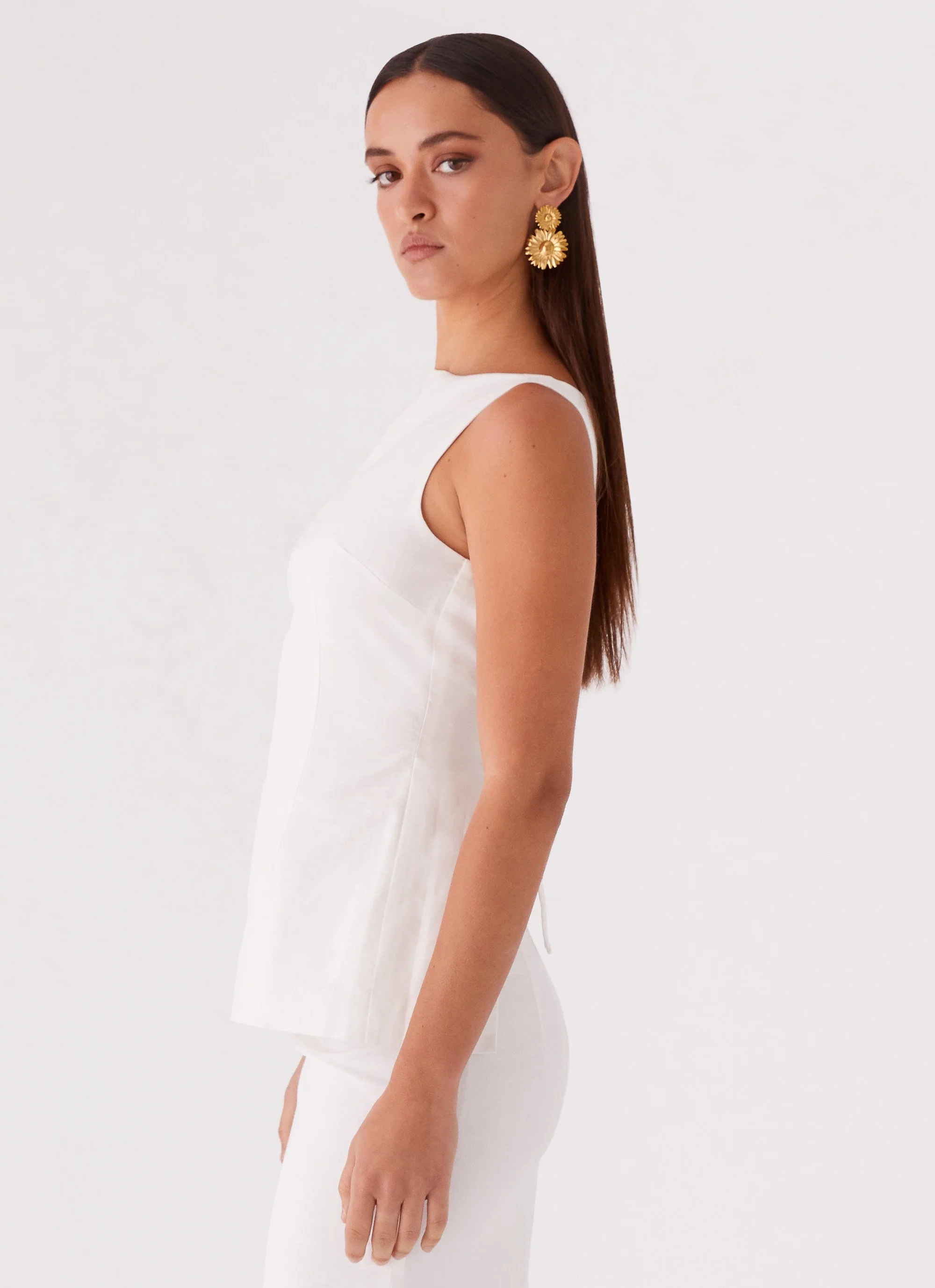 Mooney Linen Top - White