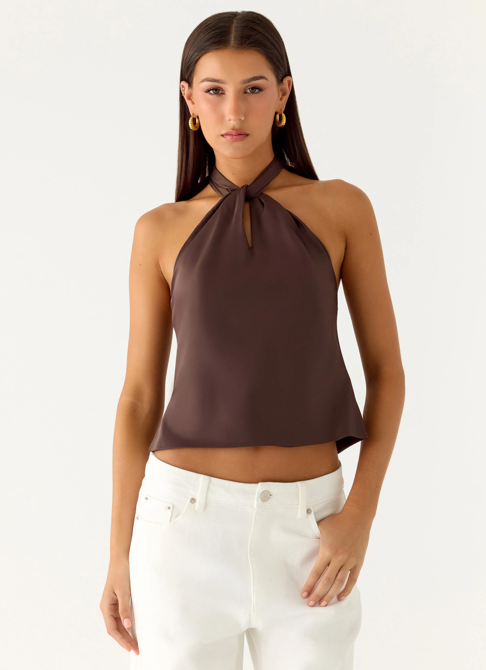 Maddox Scarf Top - Chocolate