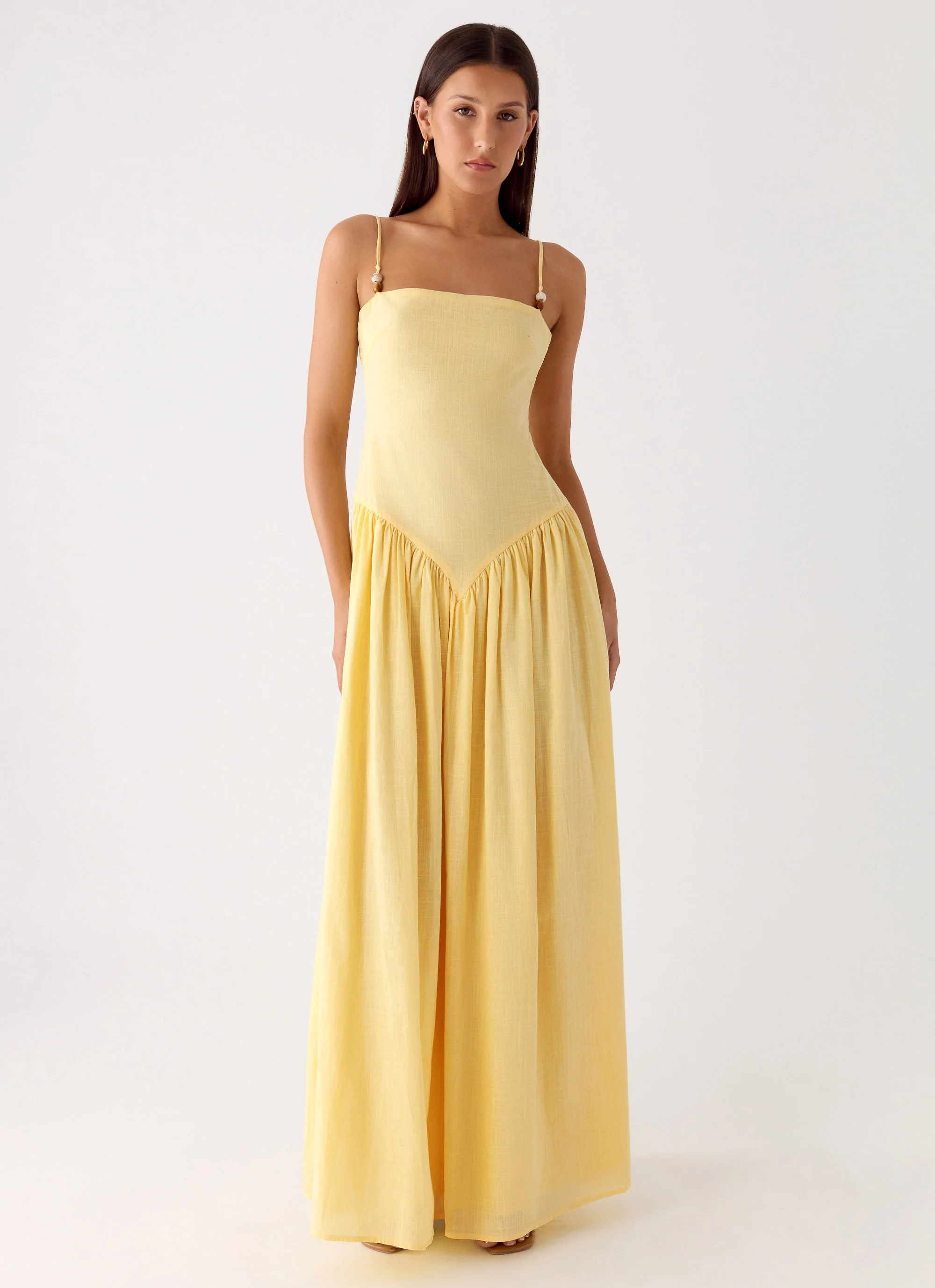 Aura Linen Maxi Dress - Lemon