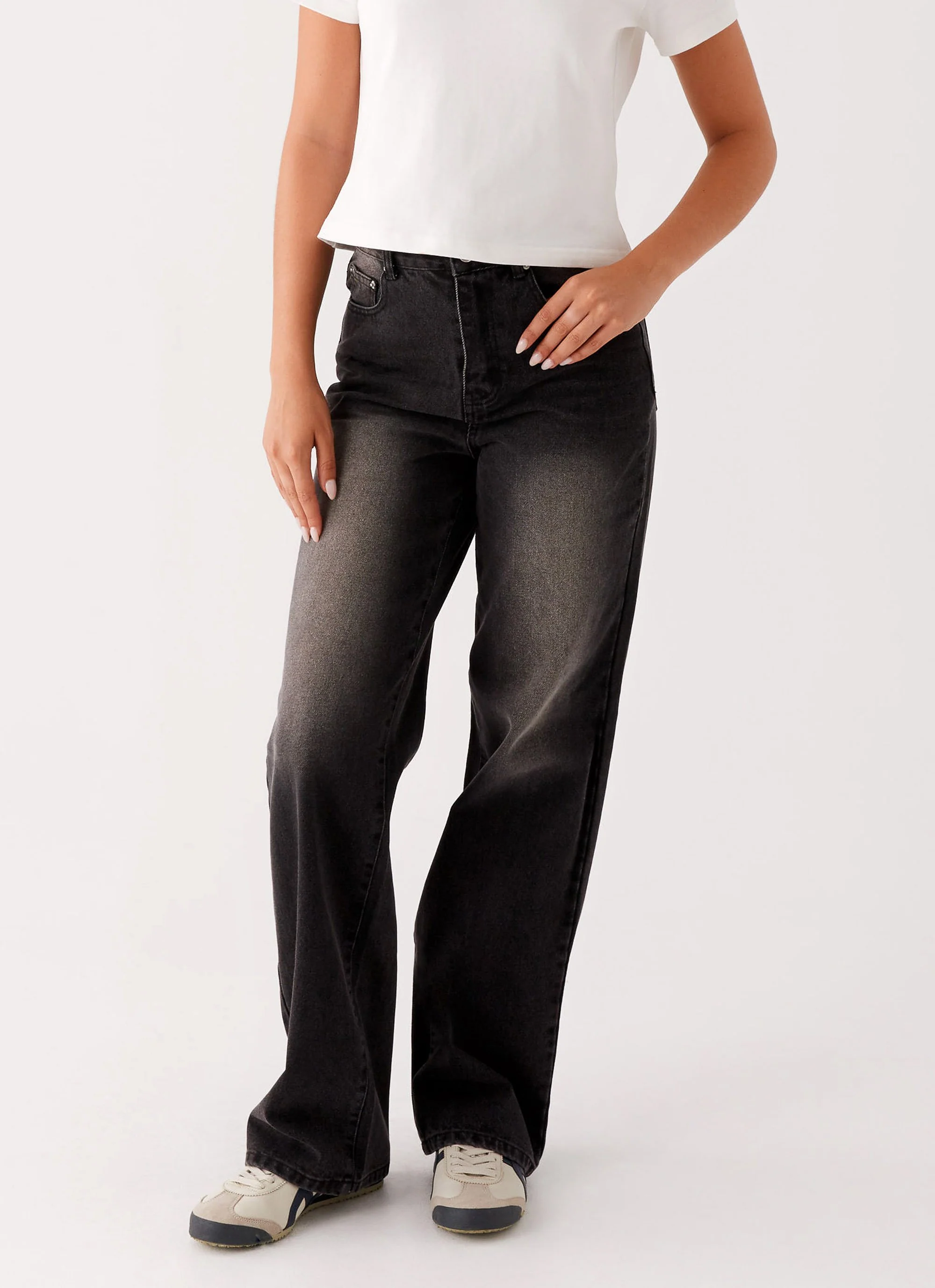 Back Again Straight Leg Denim Jeans - Charcoal Wash