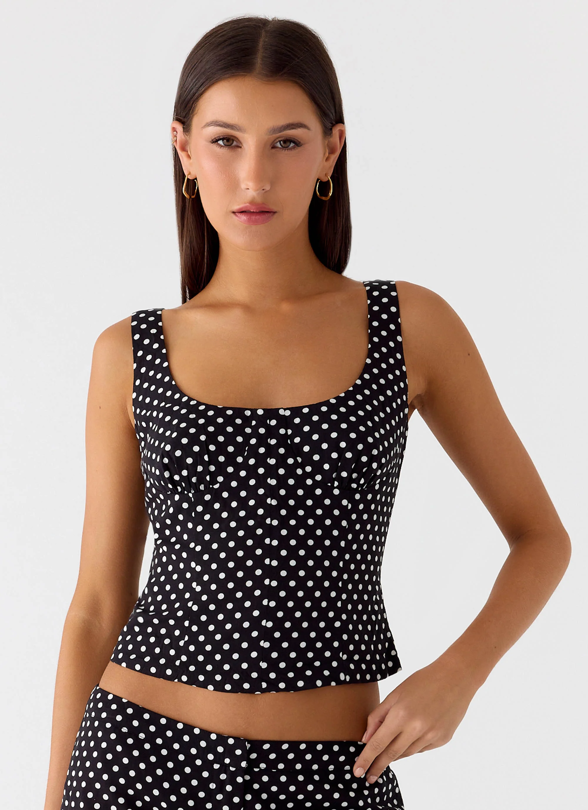 Coastline Bustier Top - Black Polkadot