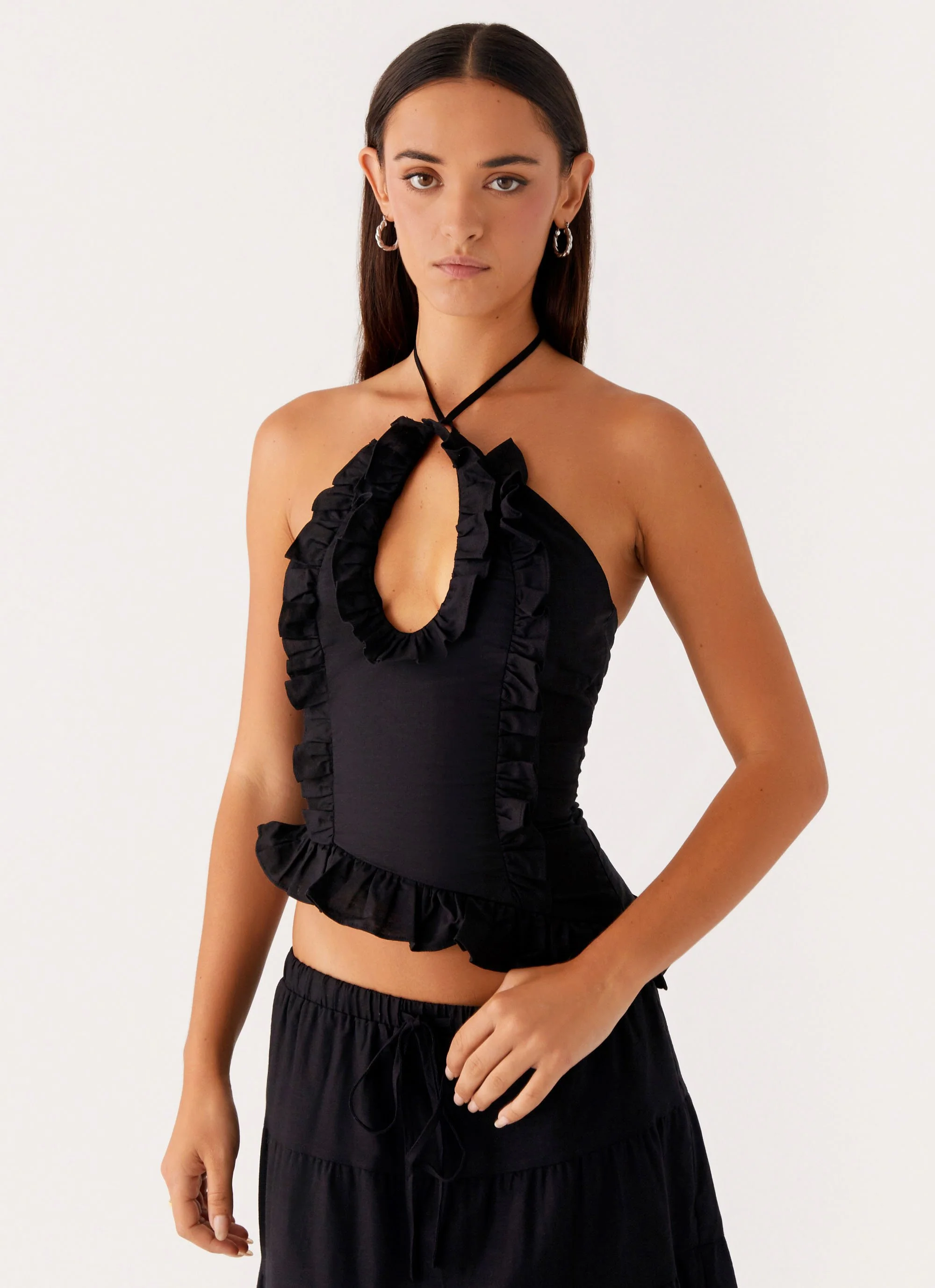 Mariella Linen Top - Black