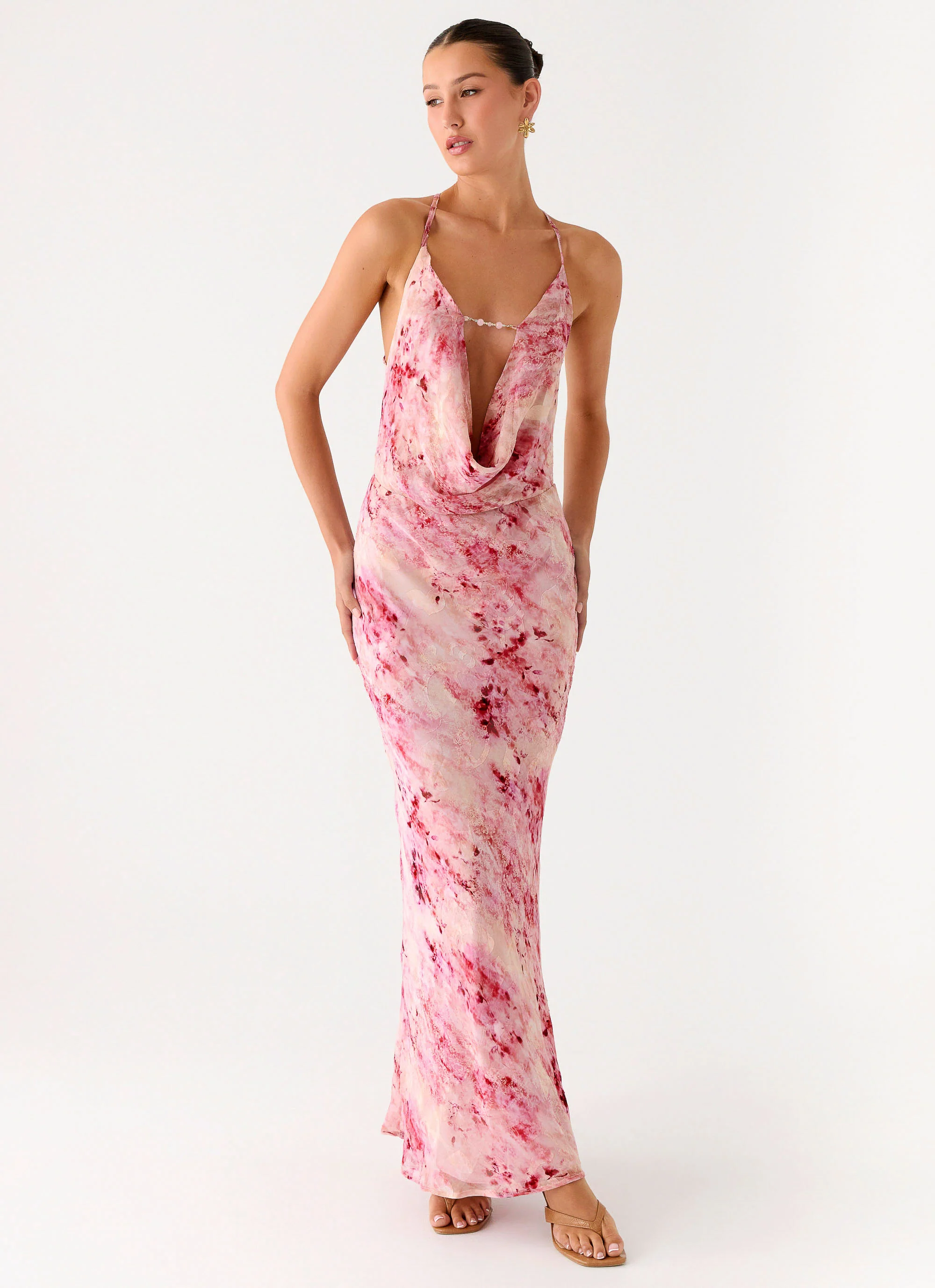 Pure Heart Cowl Maxi Dress - Pink