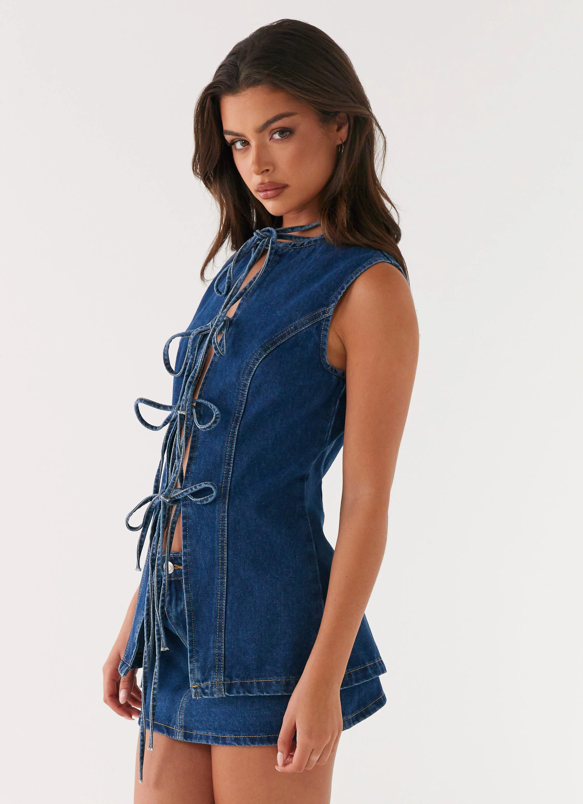 Wish You Luck Denim Top - Dark Blue