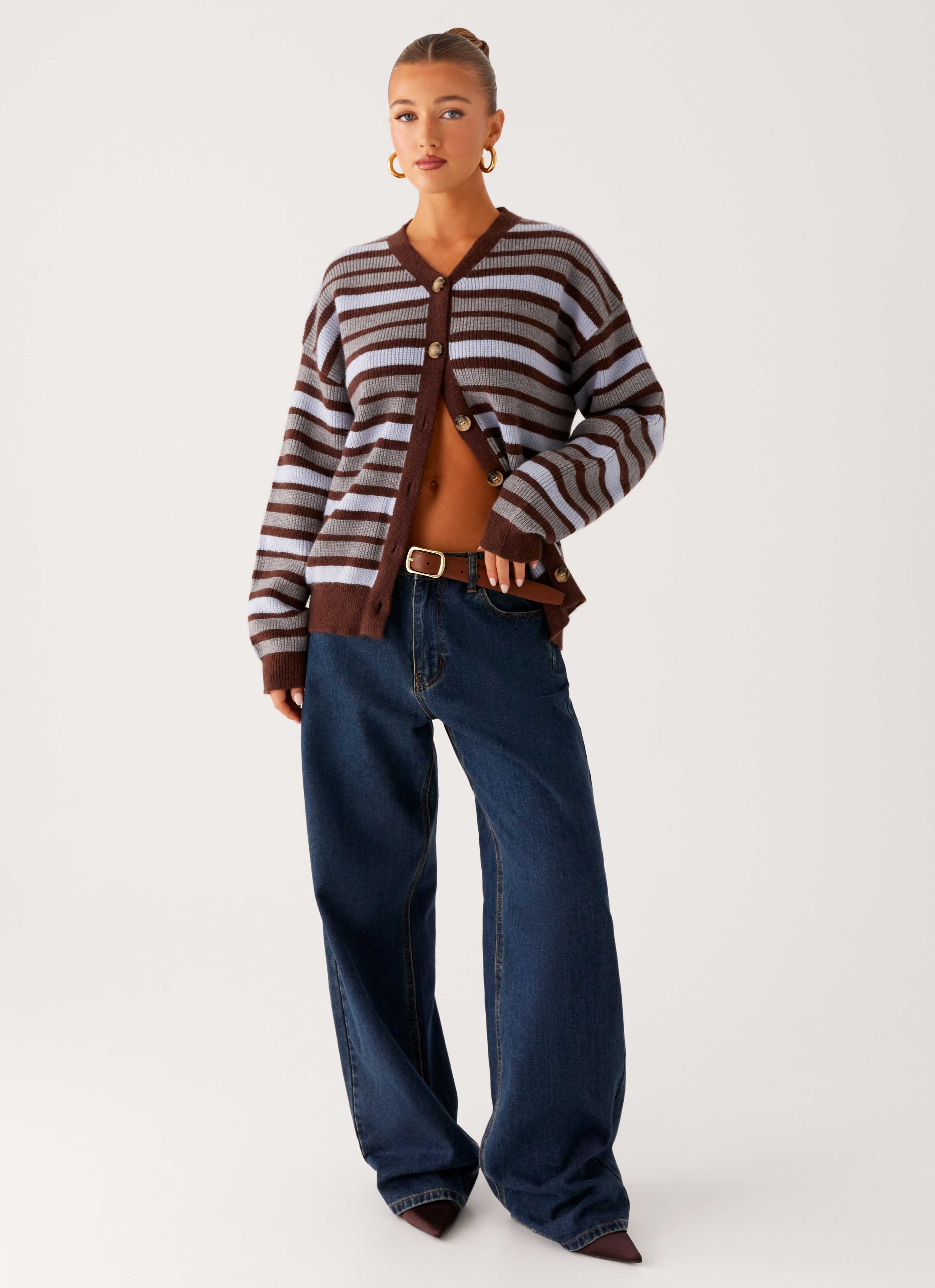 Charlie Oversized Cardigan - Tawny Stripe