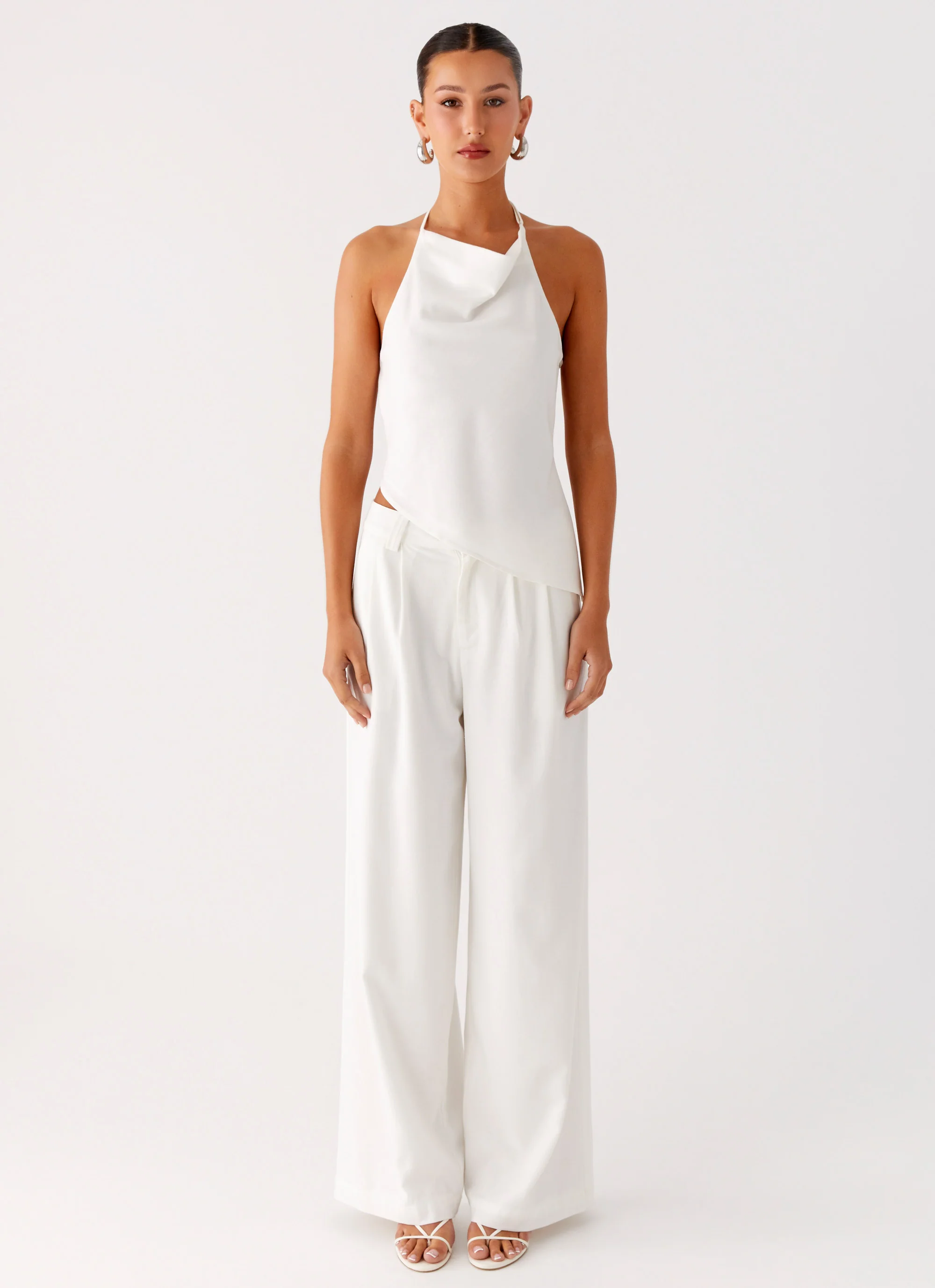 Delong Low Rise Linen Pants - White