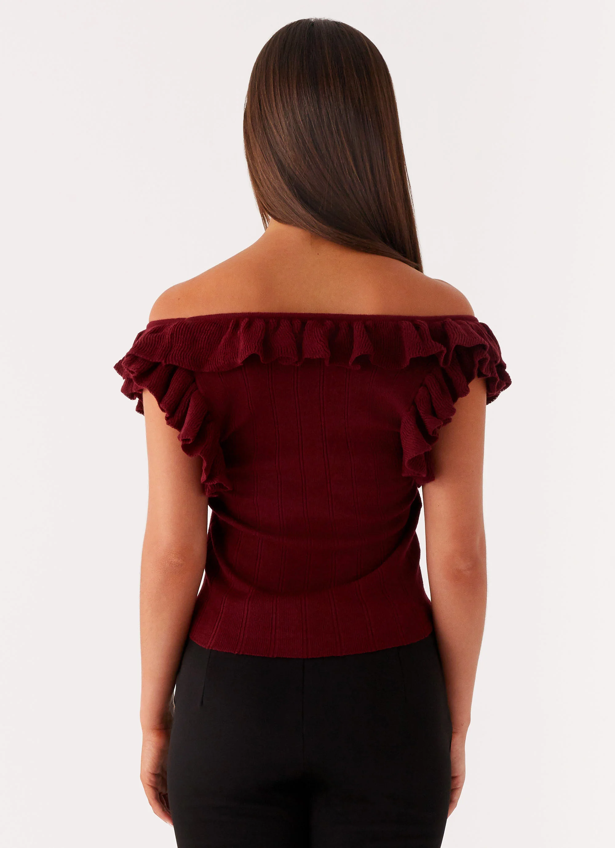 Keeta Frill Top - Burgundy