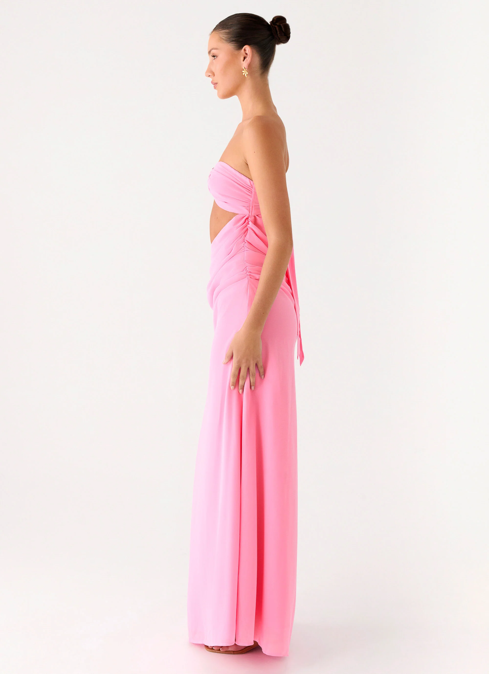 Falling Forever Strapless Beaded Maxi Dress - Pink
