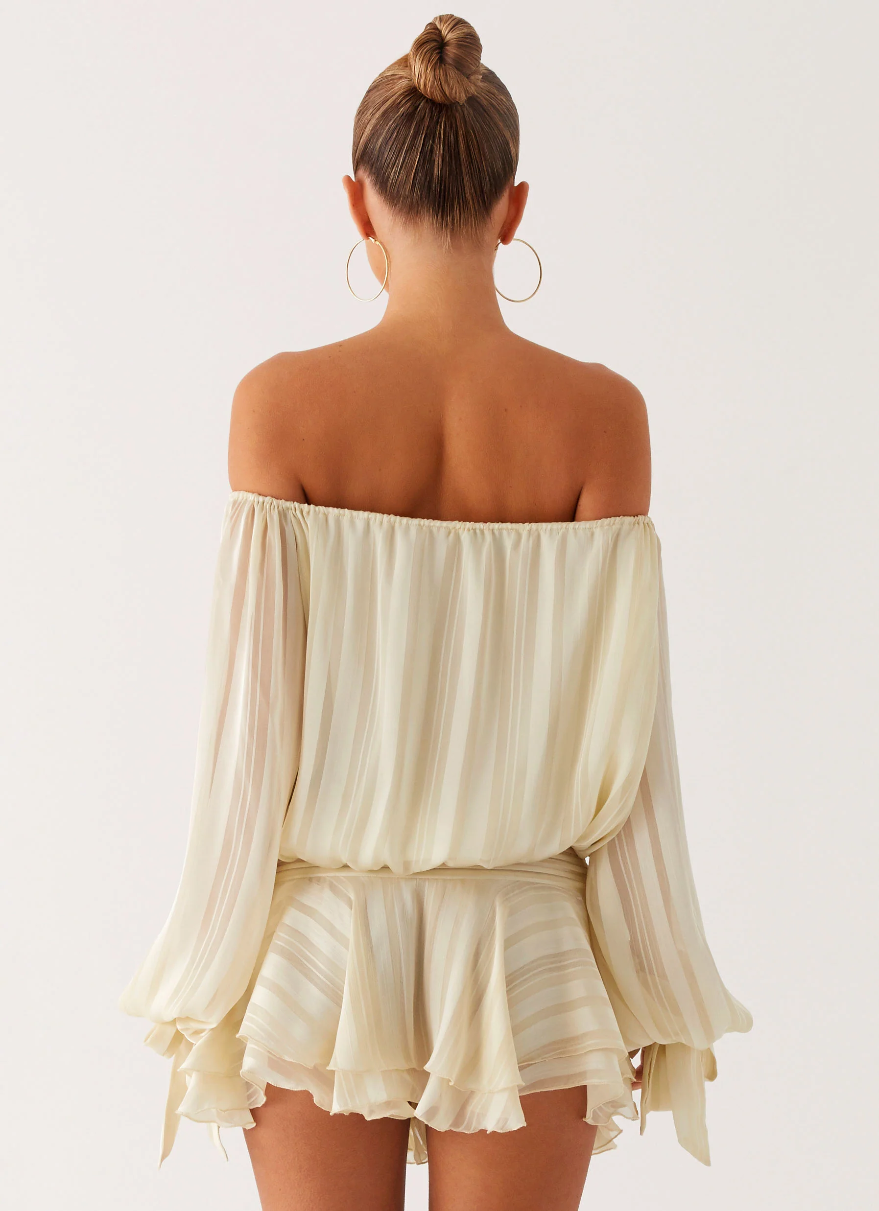 Eira Balloon Sleeve Mini Dress - Ivory