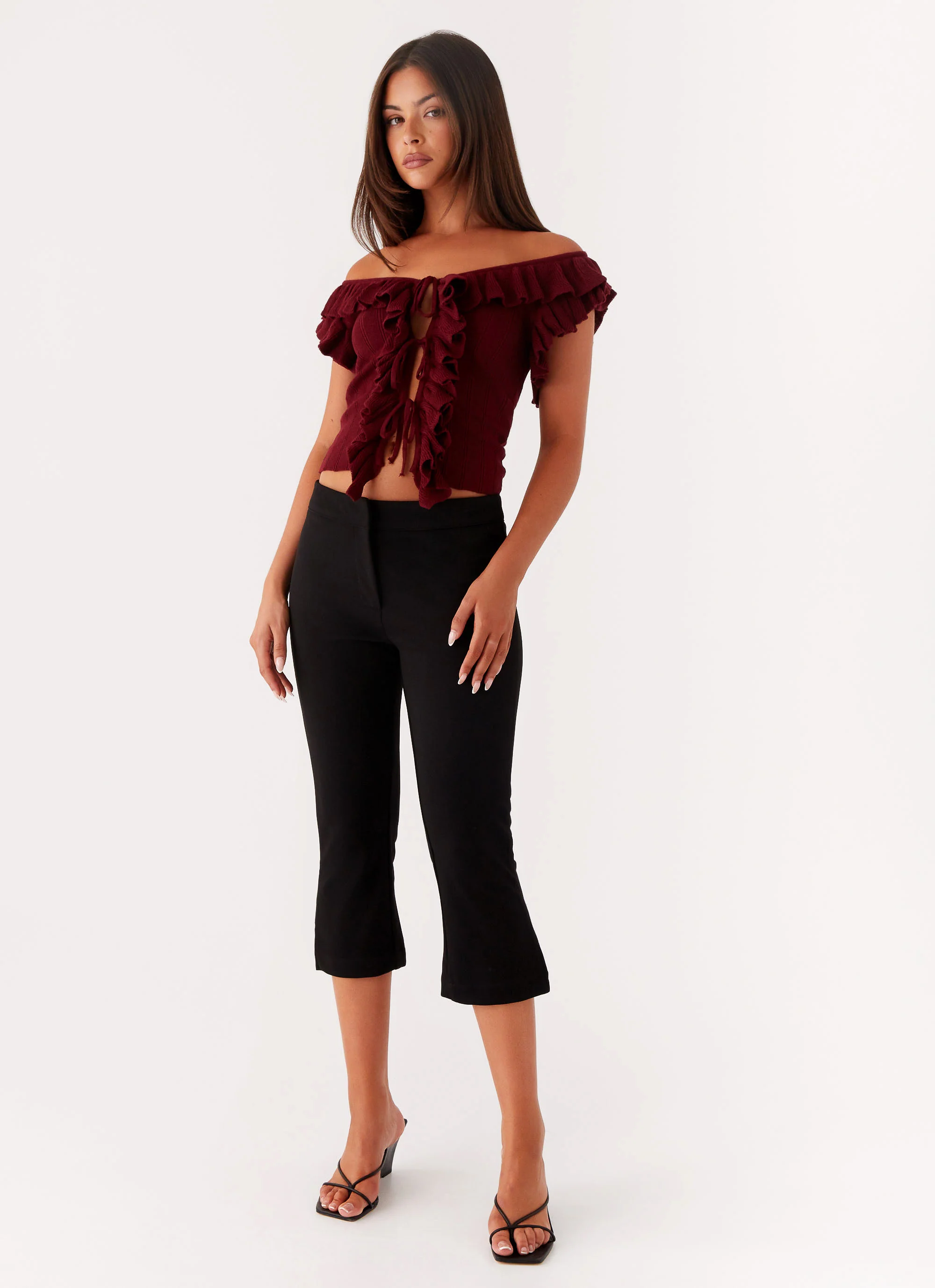 Keeta Frill Top - Burgundy