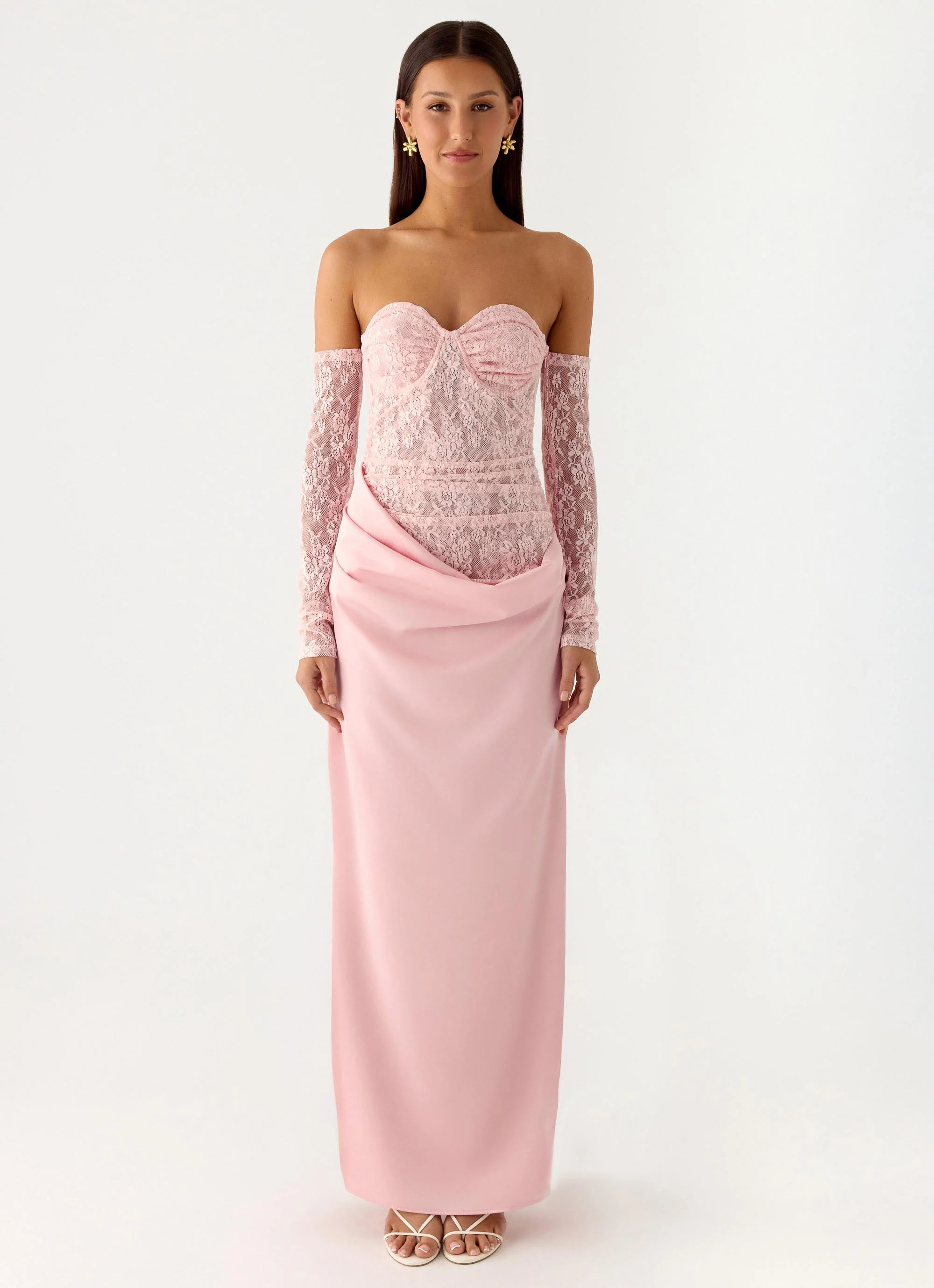 Kaina Off Shoulder Maxi Dress - Pink