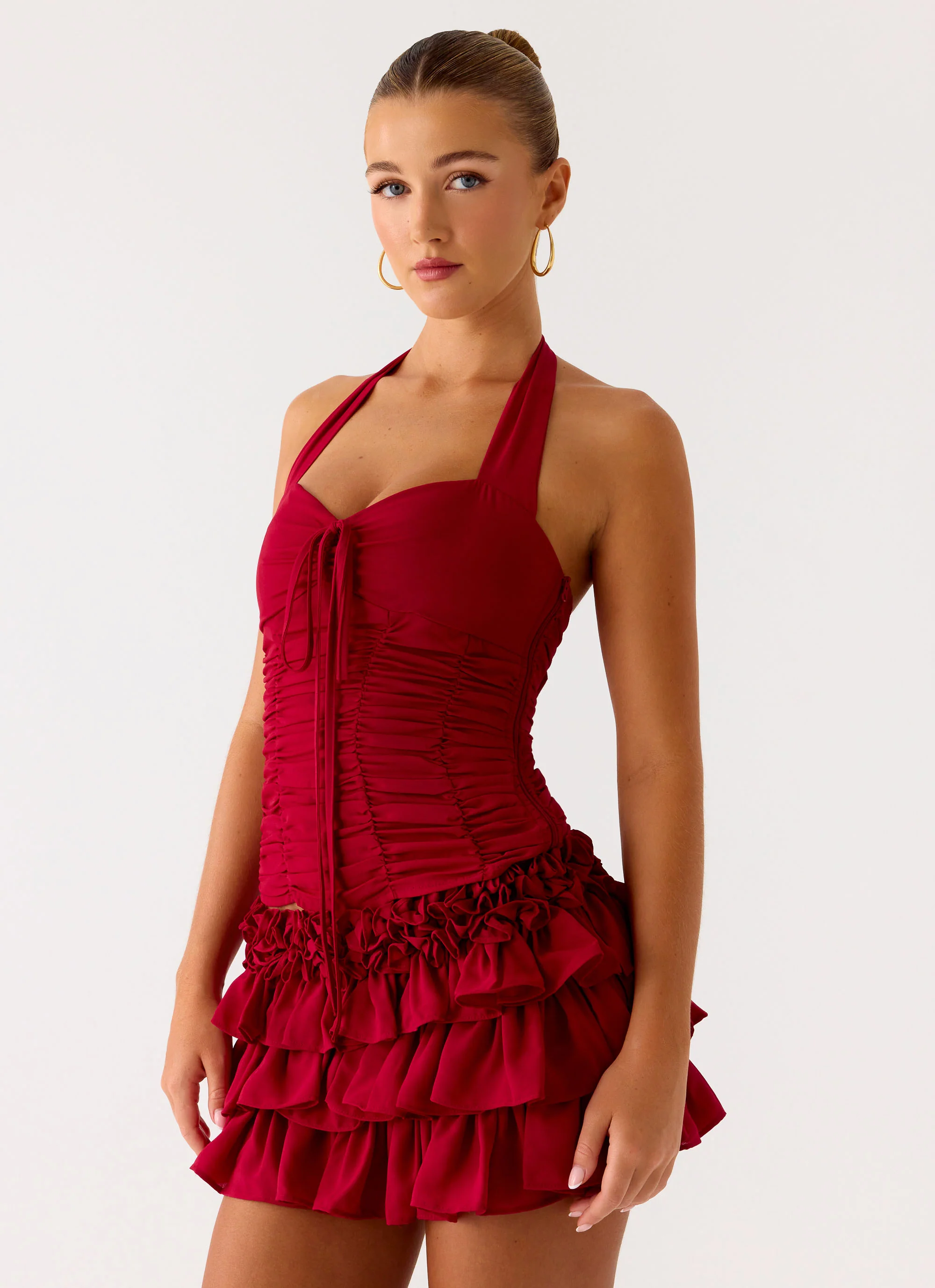 Someone Else Mini Skort - Dark Cherry