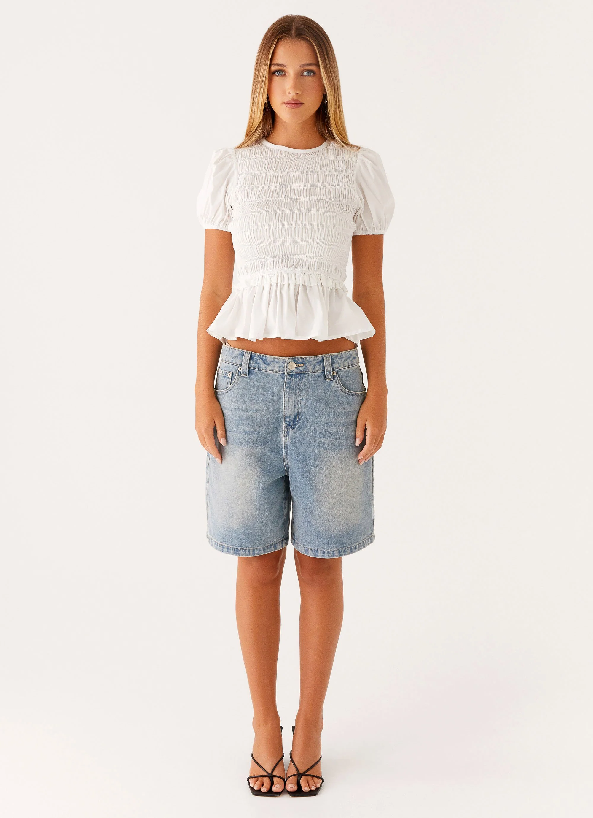 Izzy Shirred Top - White