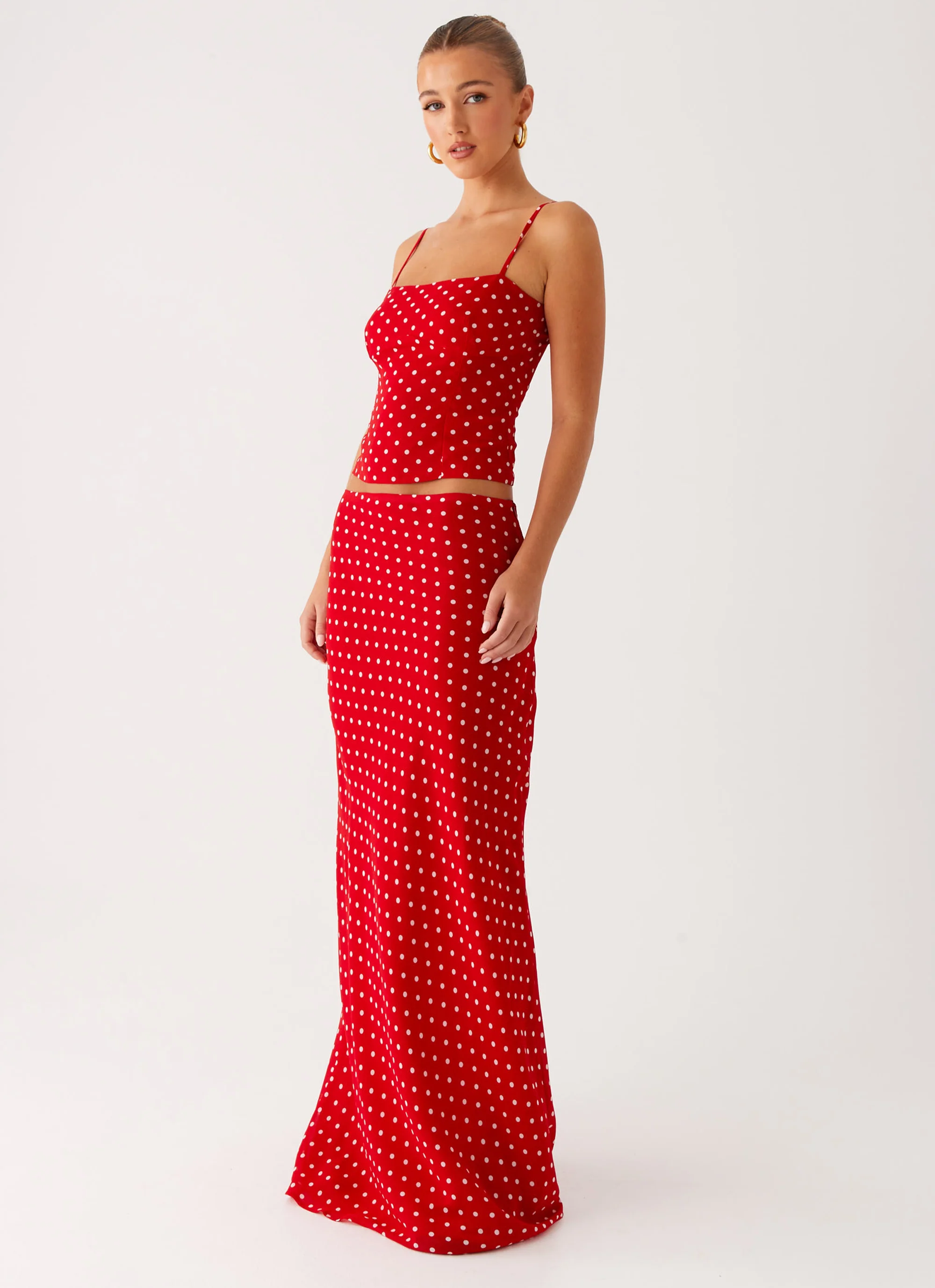 Bendita Maxi Skirt - Red Polka Dot