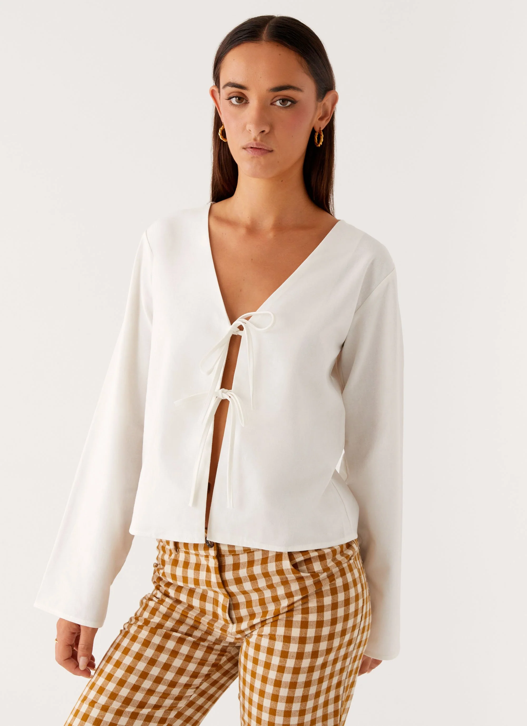 Isabelle Tie Front Top - White
