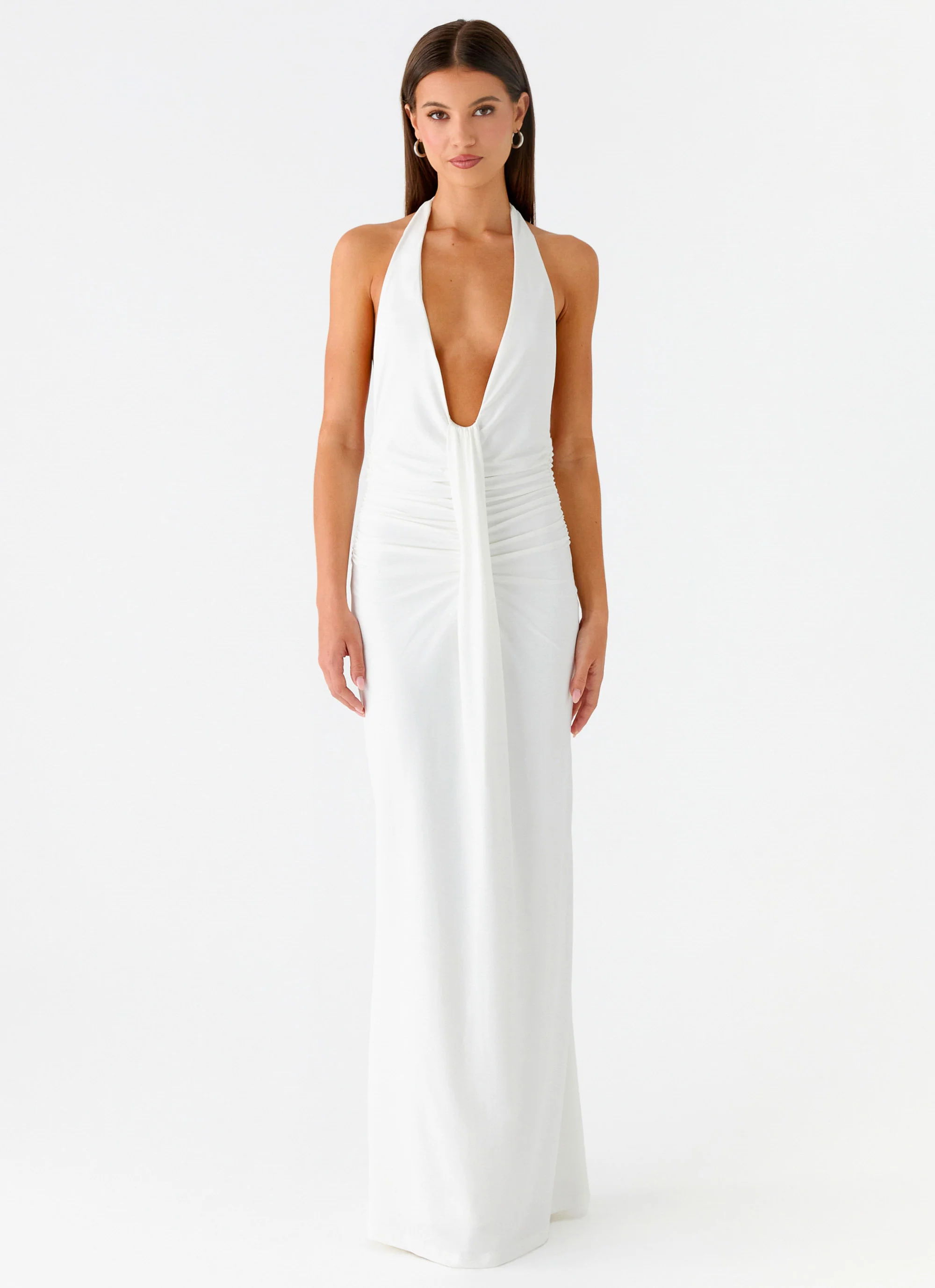 Cheyenne Halter Neck Maxi Dress - Ivory