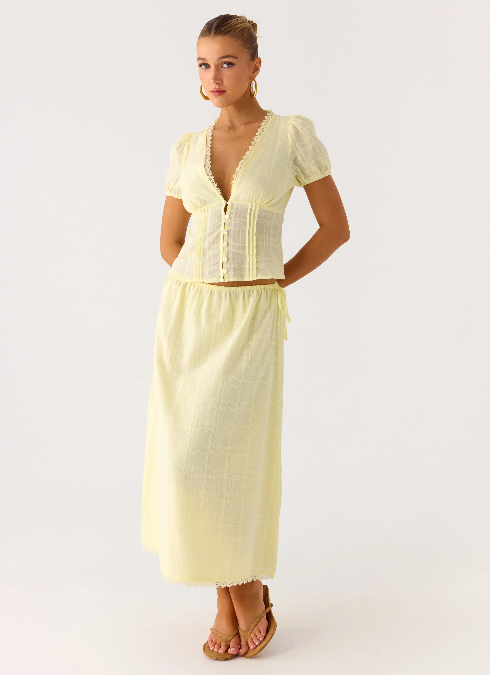 Sweet Lullaby Button Up Shirt - Lemon Yellow