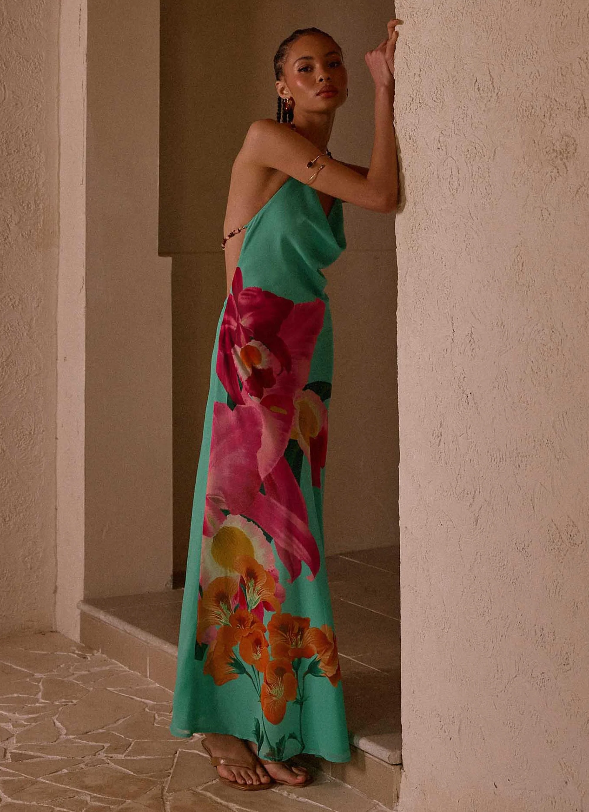 Morning Crush Cowl Maxi Dress - Jungle Bloom