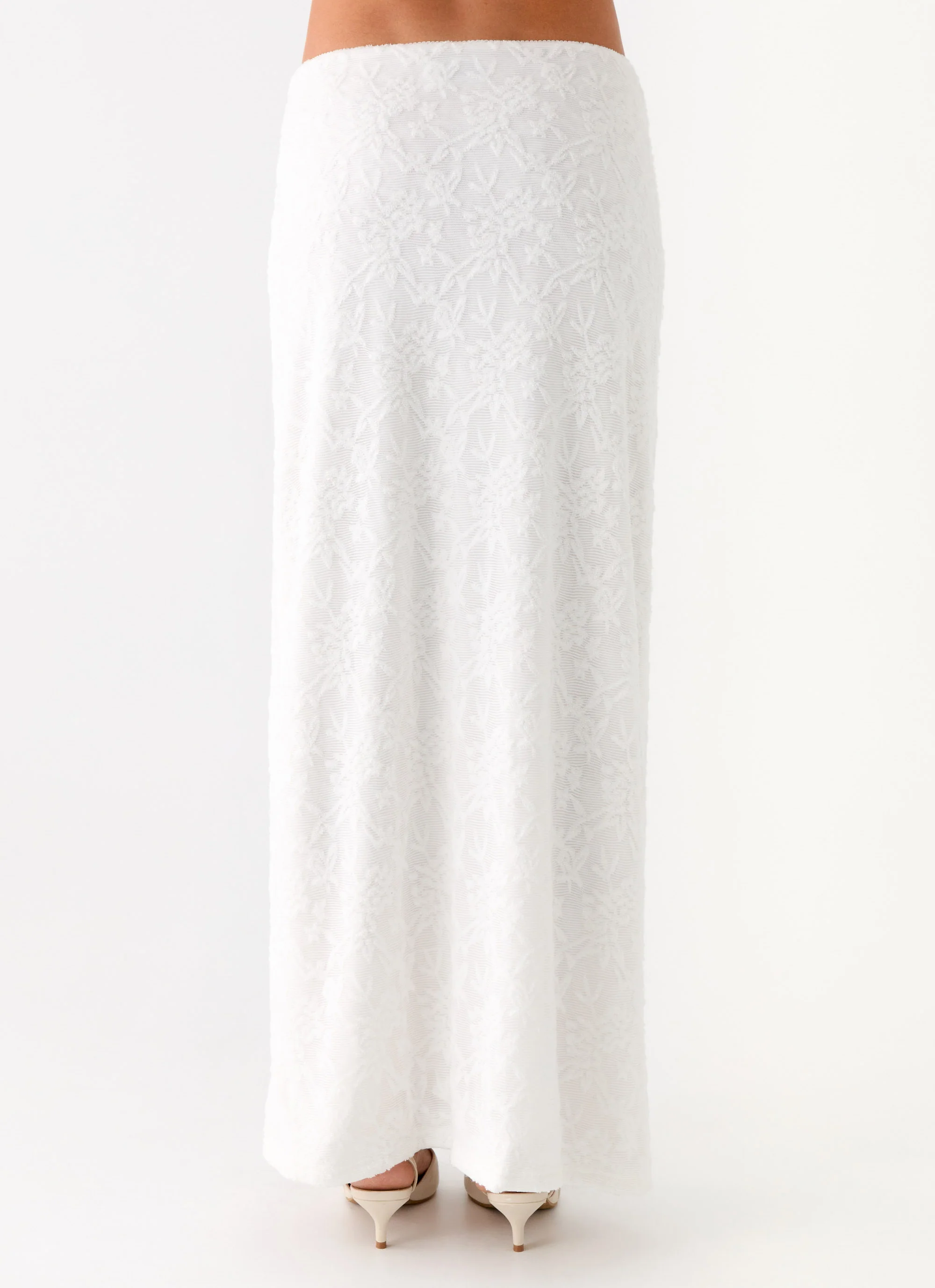 Griff Low Rise Jacquard Maxi Skirt - White