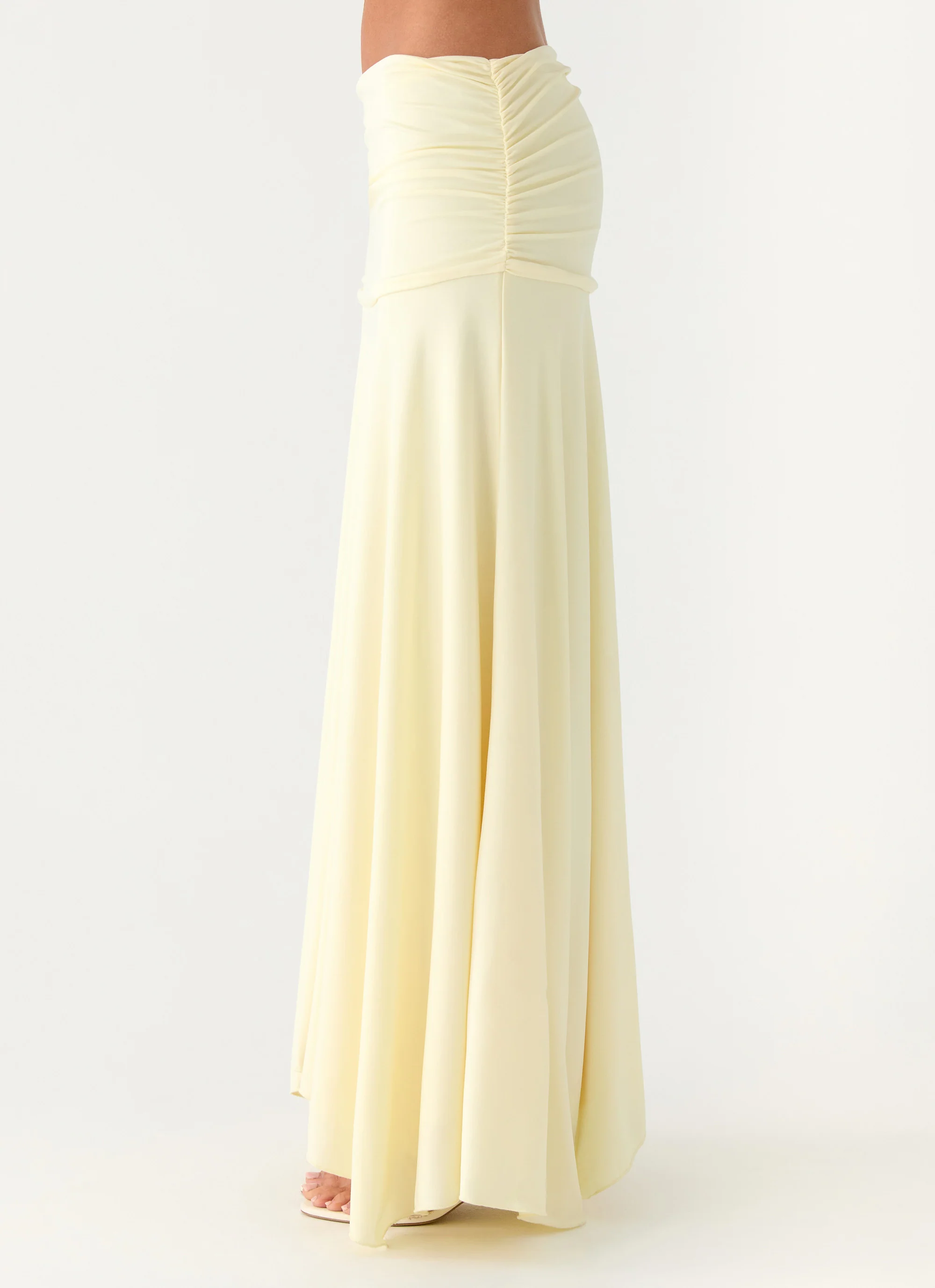 Liana Ruched Maxi Skirt - Yellow